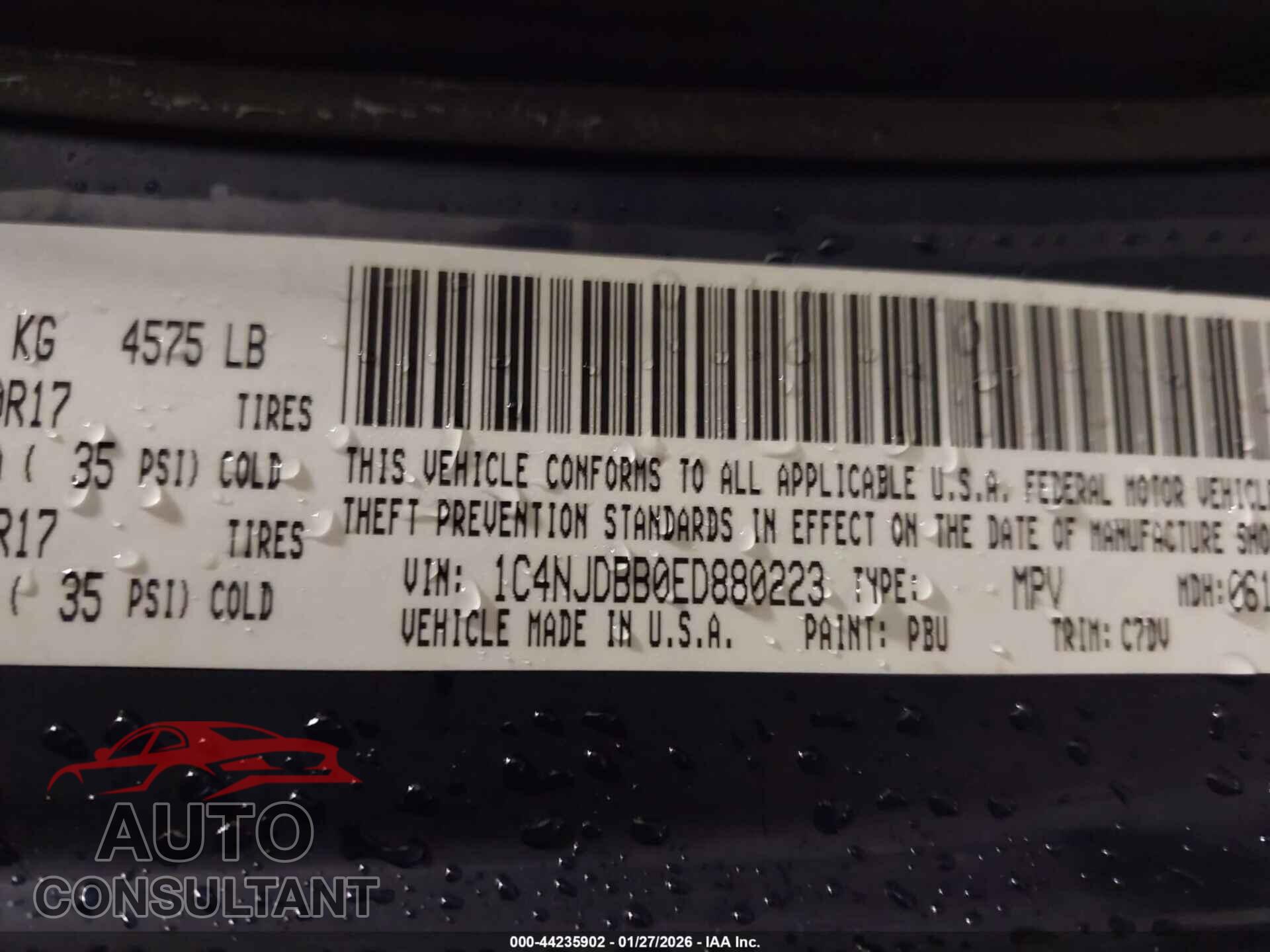 JEEP COMPASS 2014 - 1C4NJDBB0ED880223