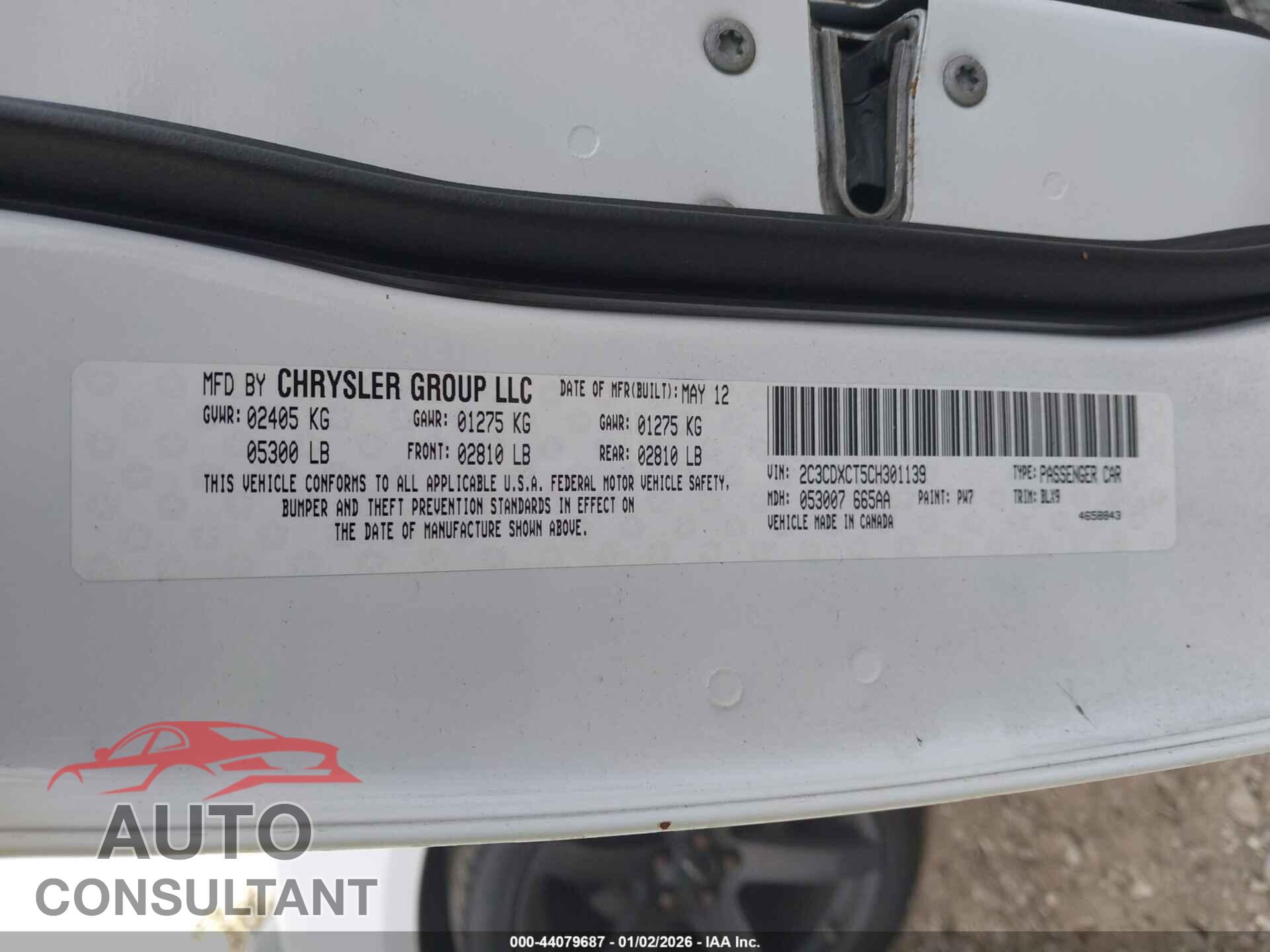 DODGE CHARGER 2012 - 2C3CDXCT5CH301139