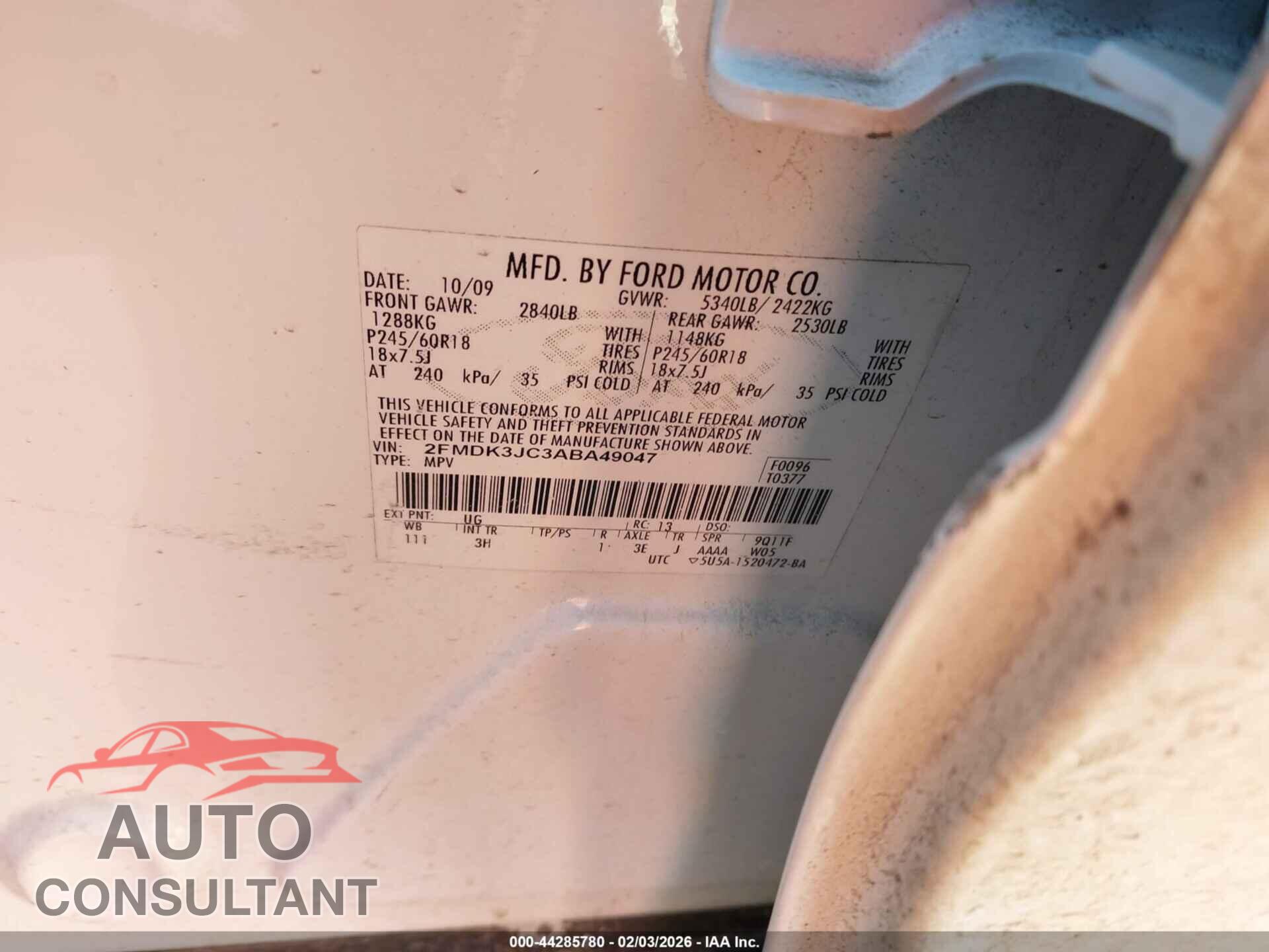 FORD EDGE 2010 - 2FMDK3JC3ABA49047