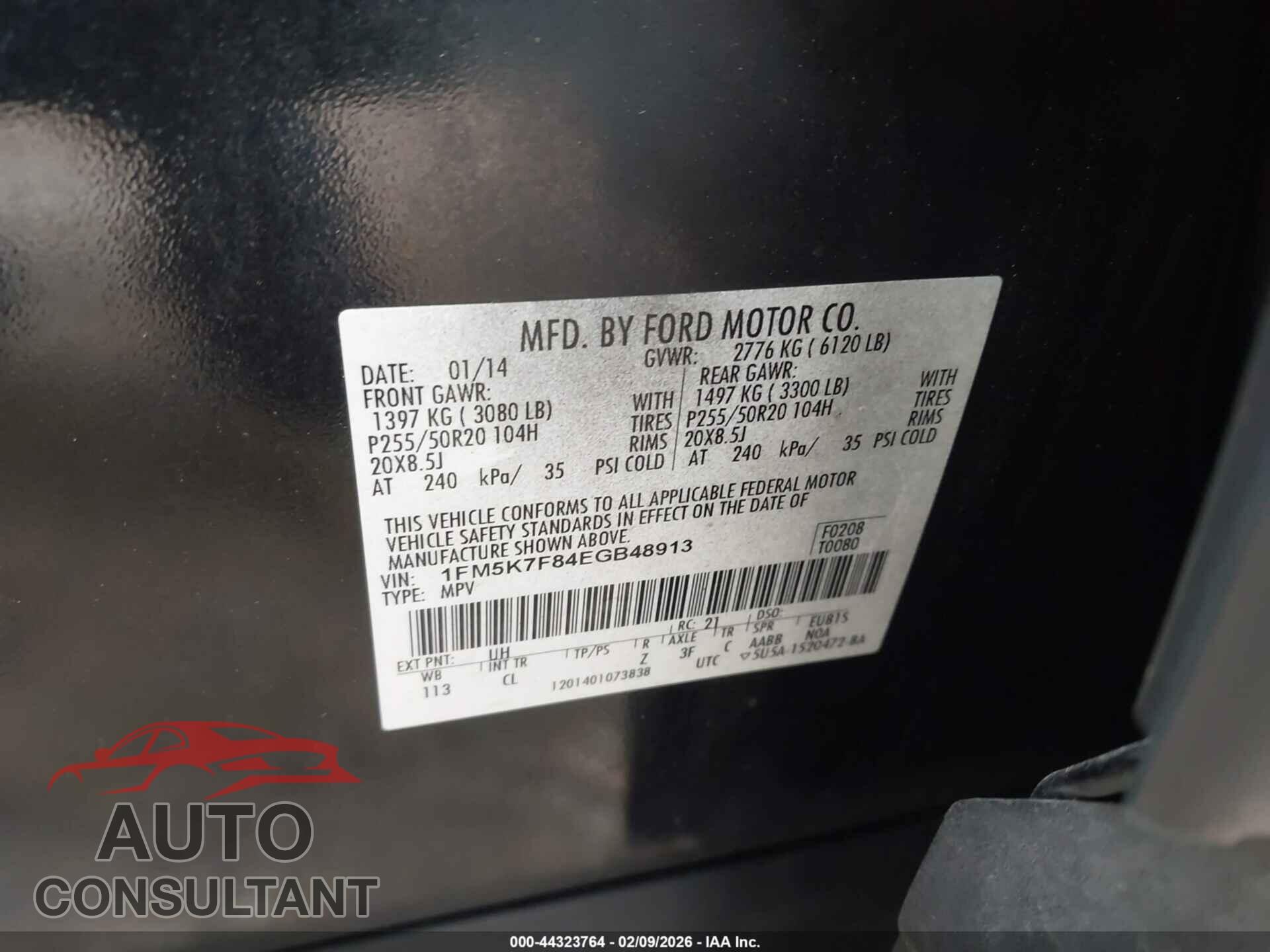 FORD EXPLORER 2014 - 1FM5K7F84EGB48913