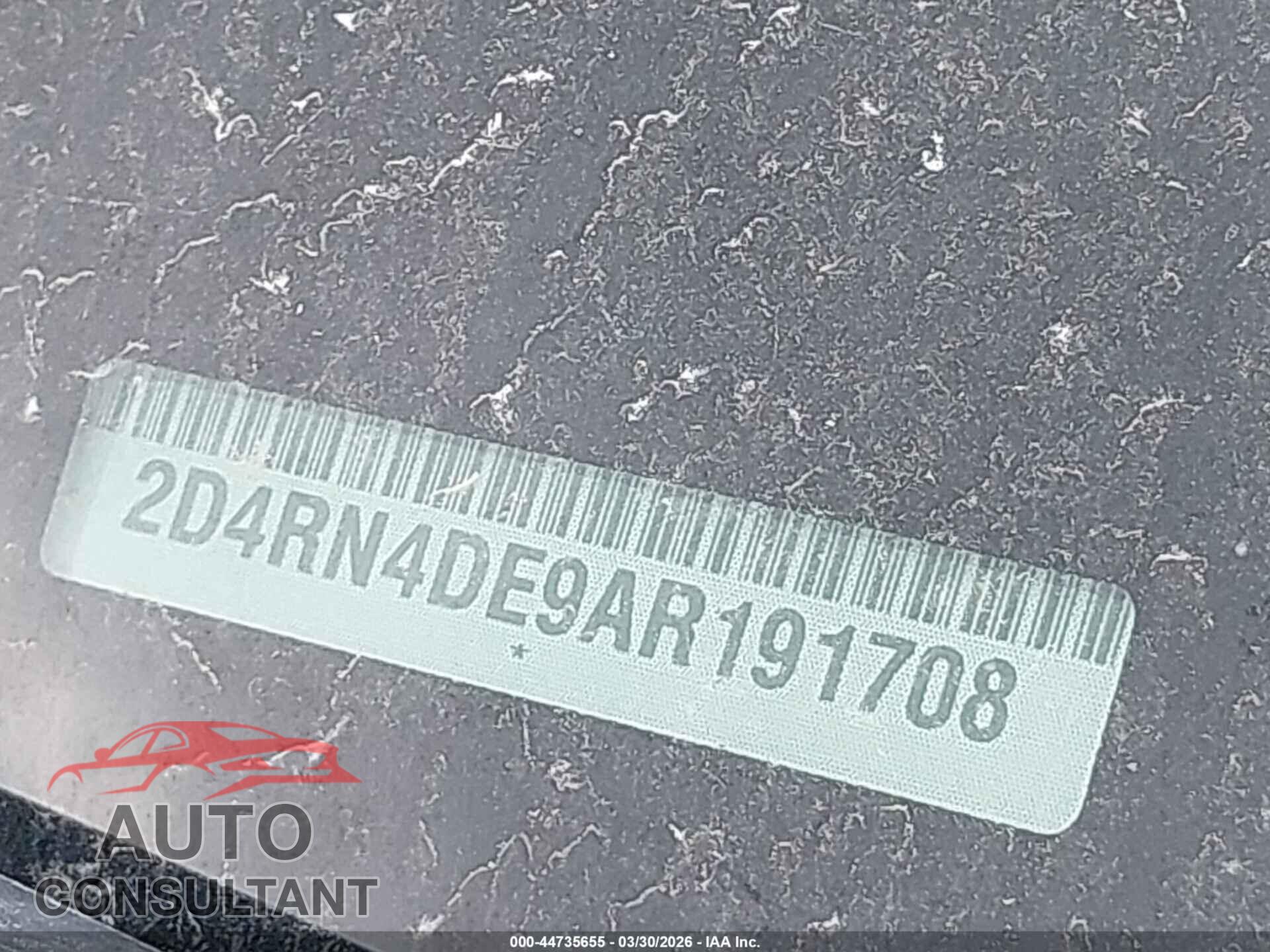 DODGE GRAND CARAVAN 2010 - 2D4RN4DE9AR191708