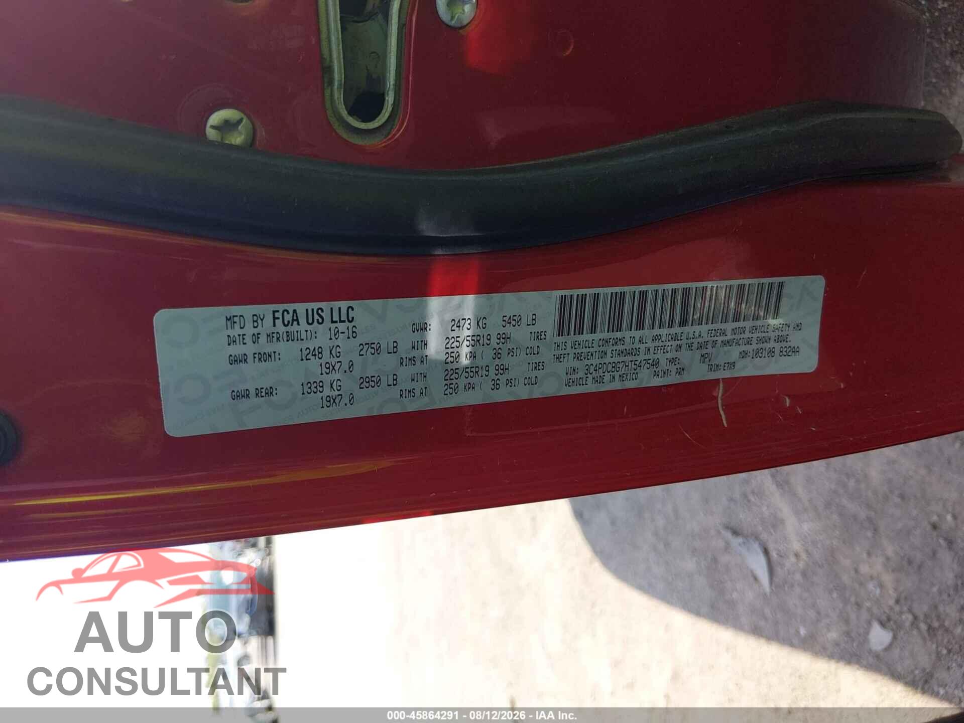 DODGE JOURNEY 2017 - 3C4PDCBG7HT547540
