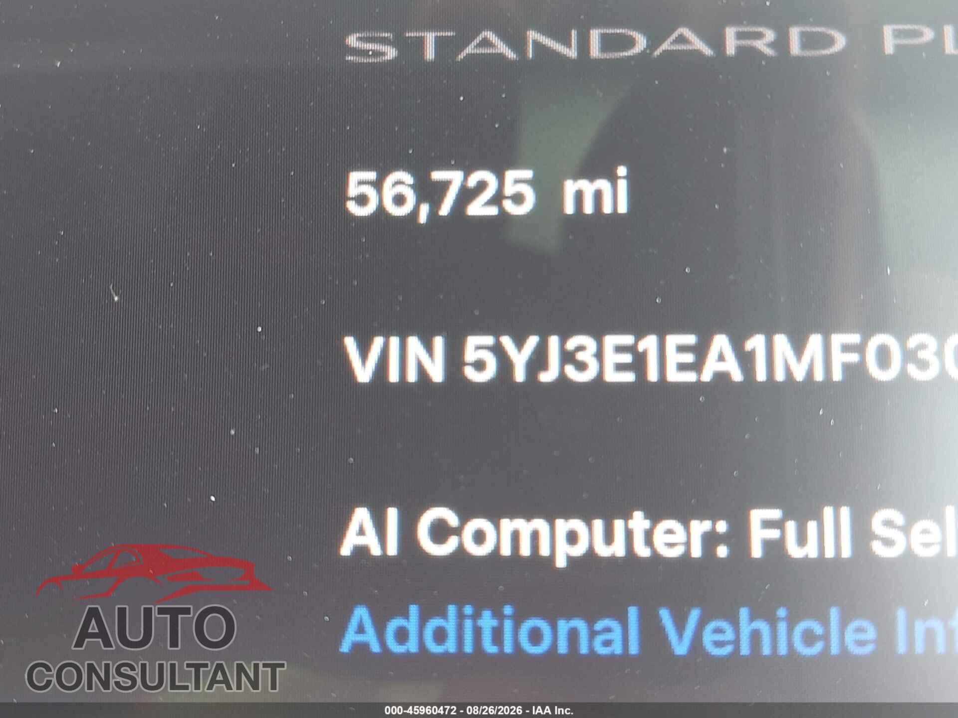 TESLA MODEL 3 2021 - 5YJ3E1EA1MF030072