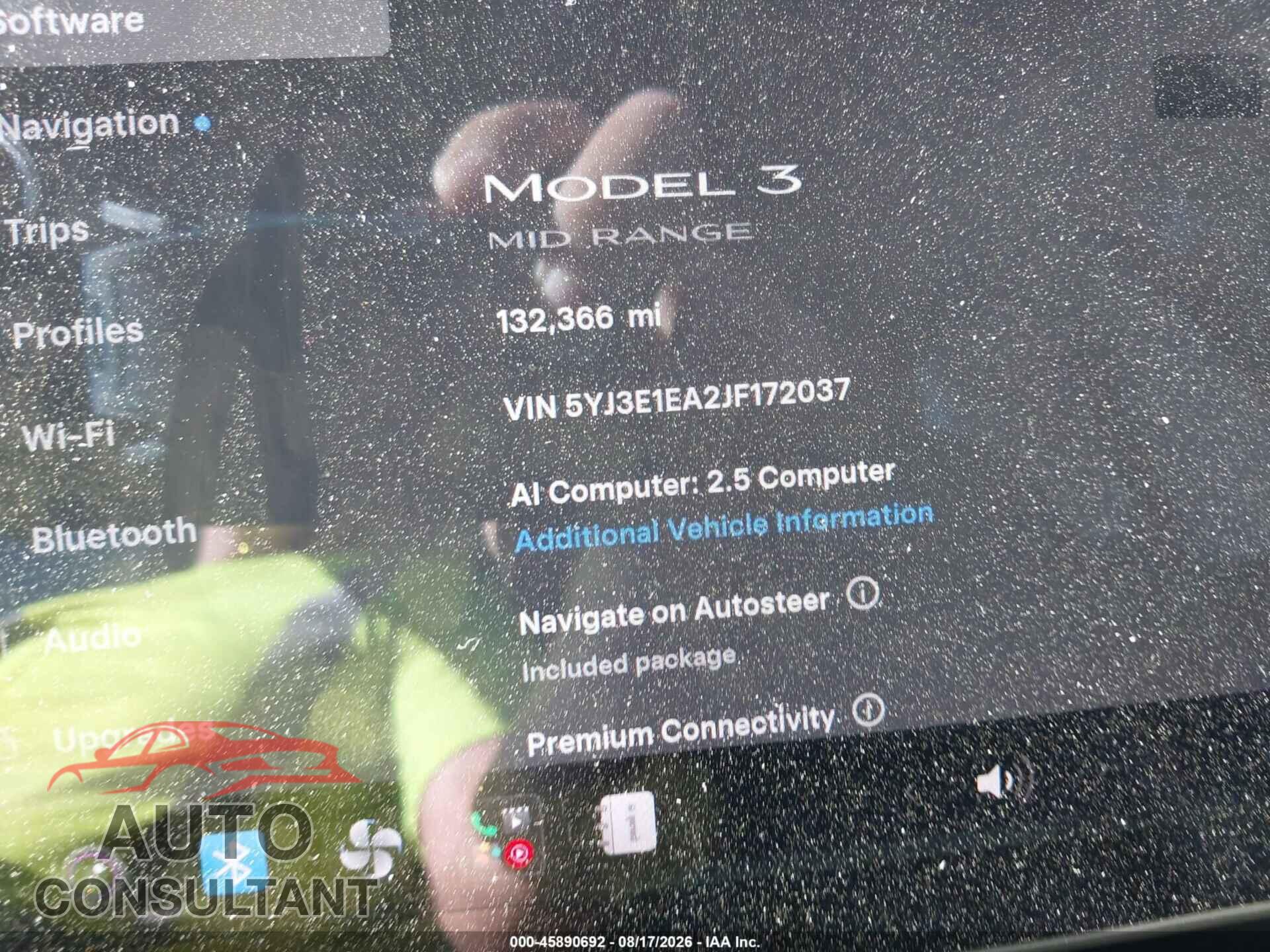 TESLA MODEL 3 2018 - 5YJ3E1EA2JF172037