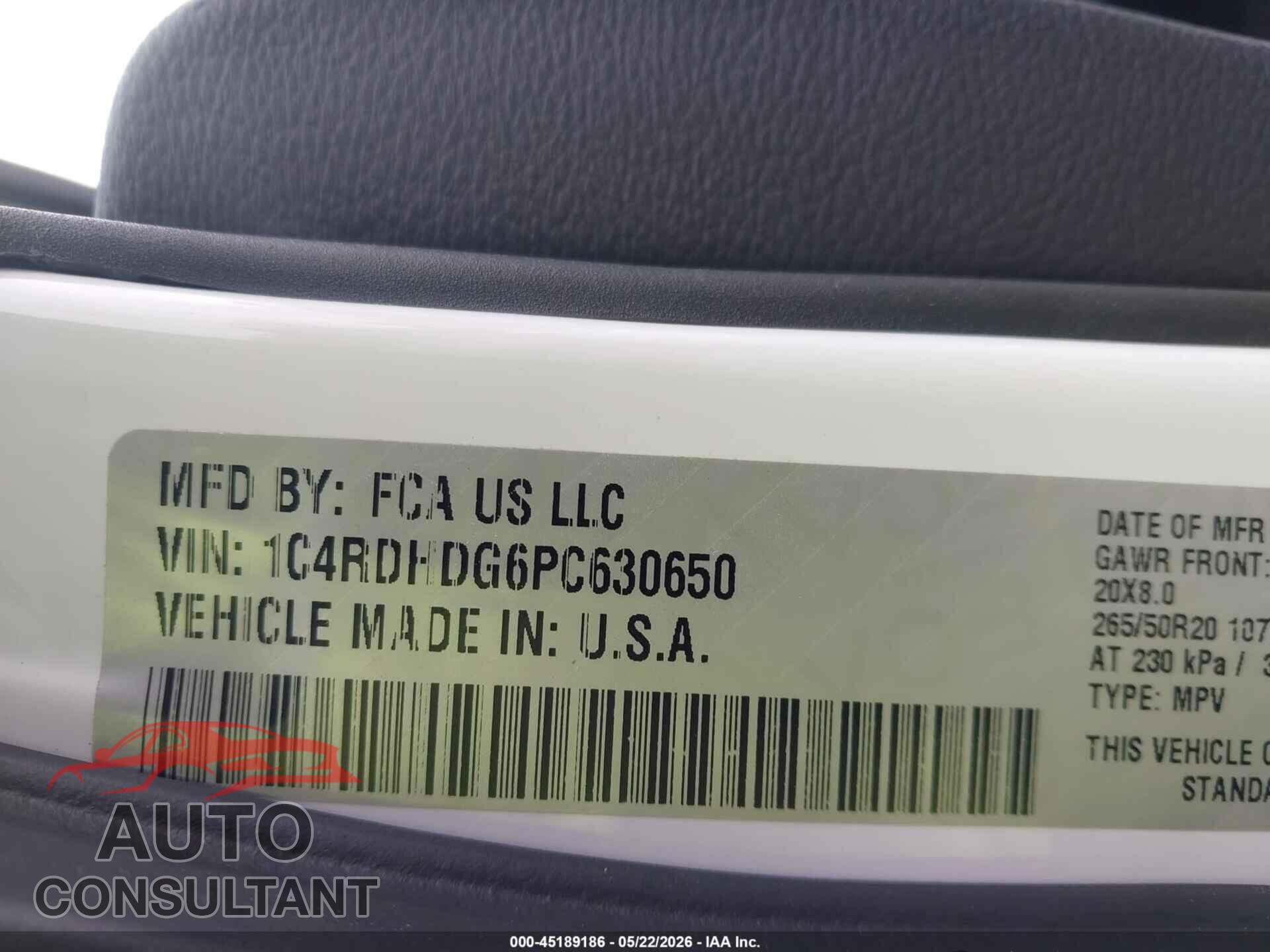 DODGE DURANGO 2023 - 1C4RDHDG6PC630650