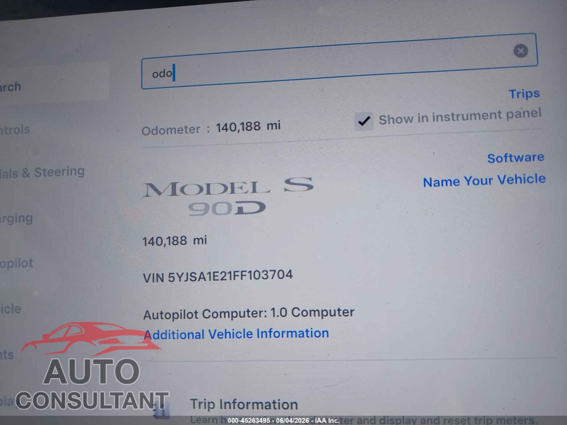 TESLA MODEL S 2015 - 5YJSA1E21FF103704