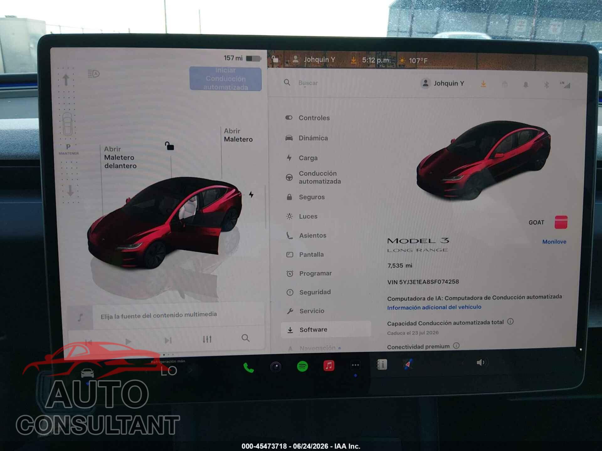 TESLA MODEL 3 2025 - 5YJ3E1EA8SF074258