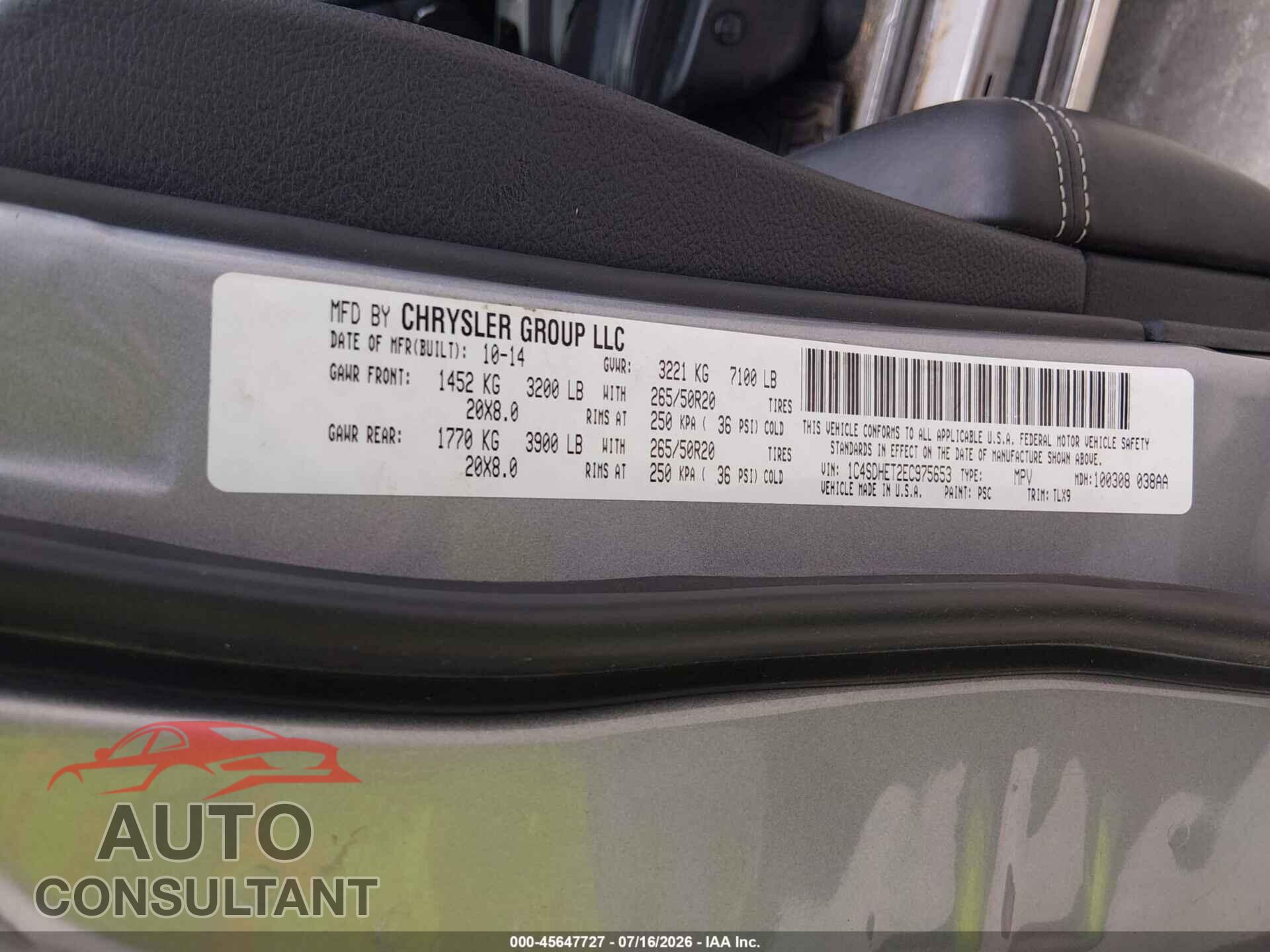 DODGE DURANGO 2014 - 1C4SDHET2EC975653