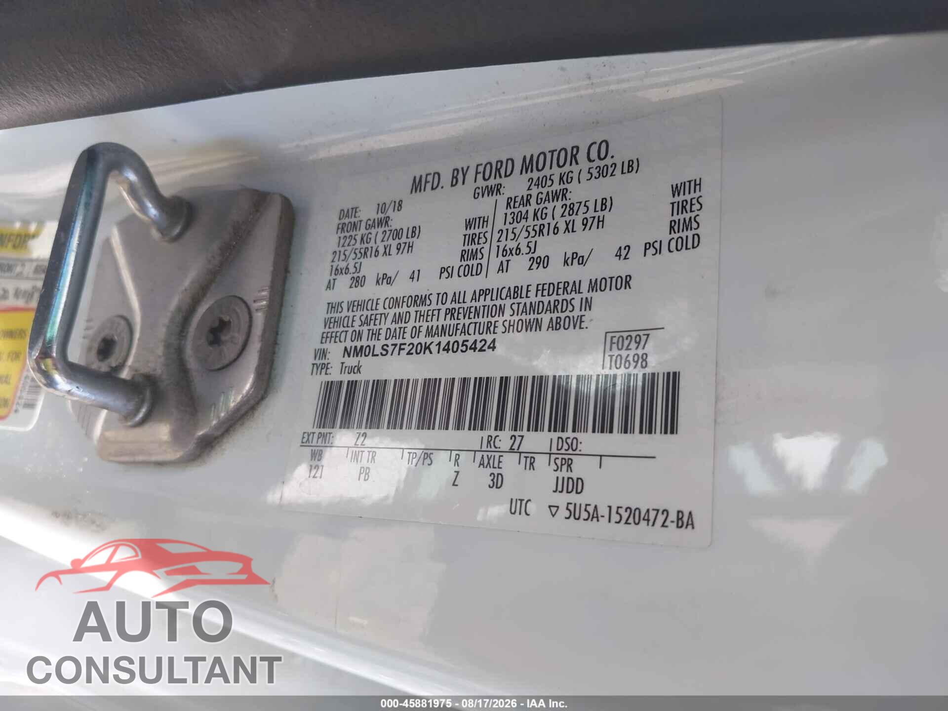 FORD TRANSIT CONNECT 2019 - NM0LS7F20K1405424