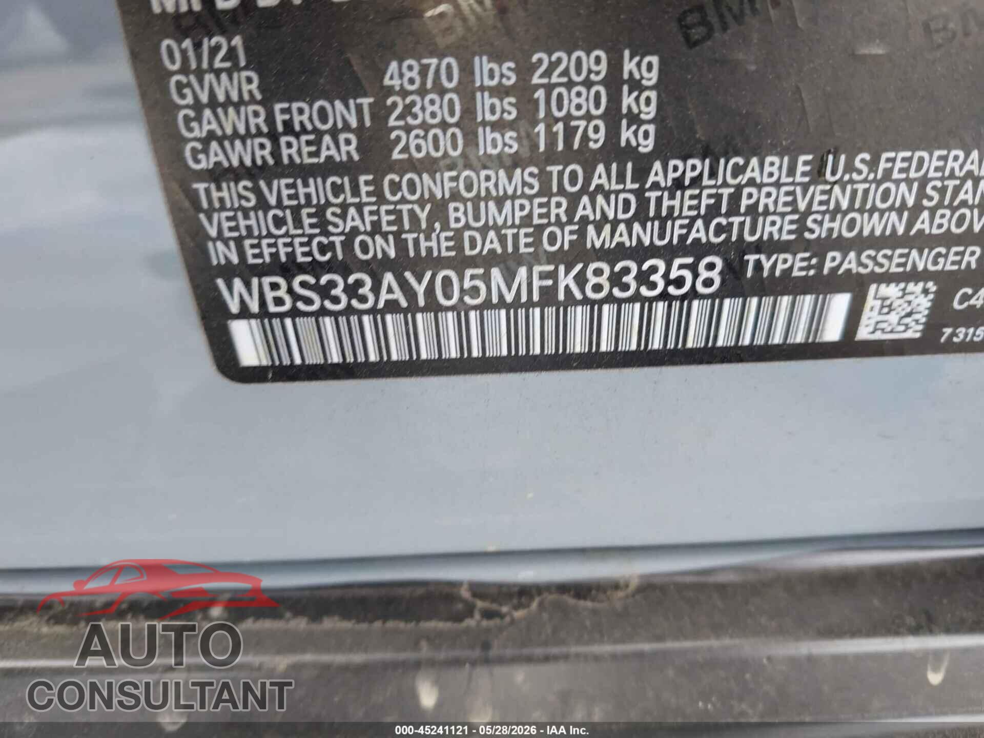 BMW M3 2021 - WBS33AY05MFK83358