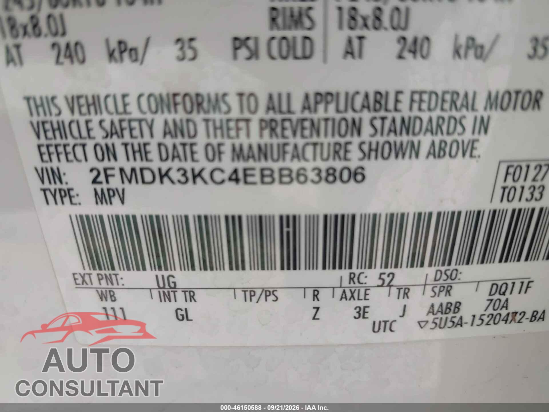 FORD EDGE 2014 - 2FMDK3KC4EBB63806