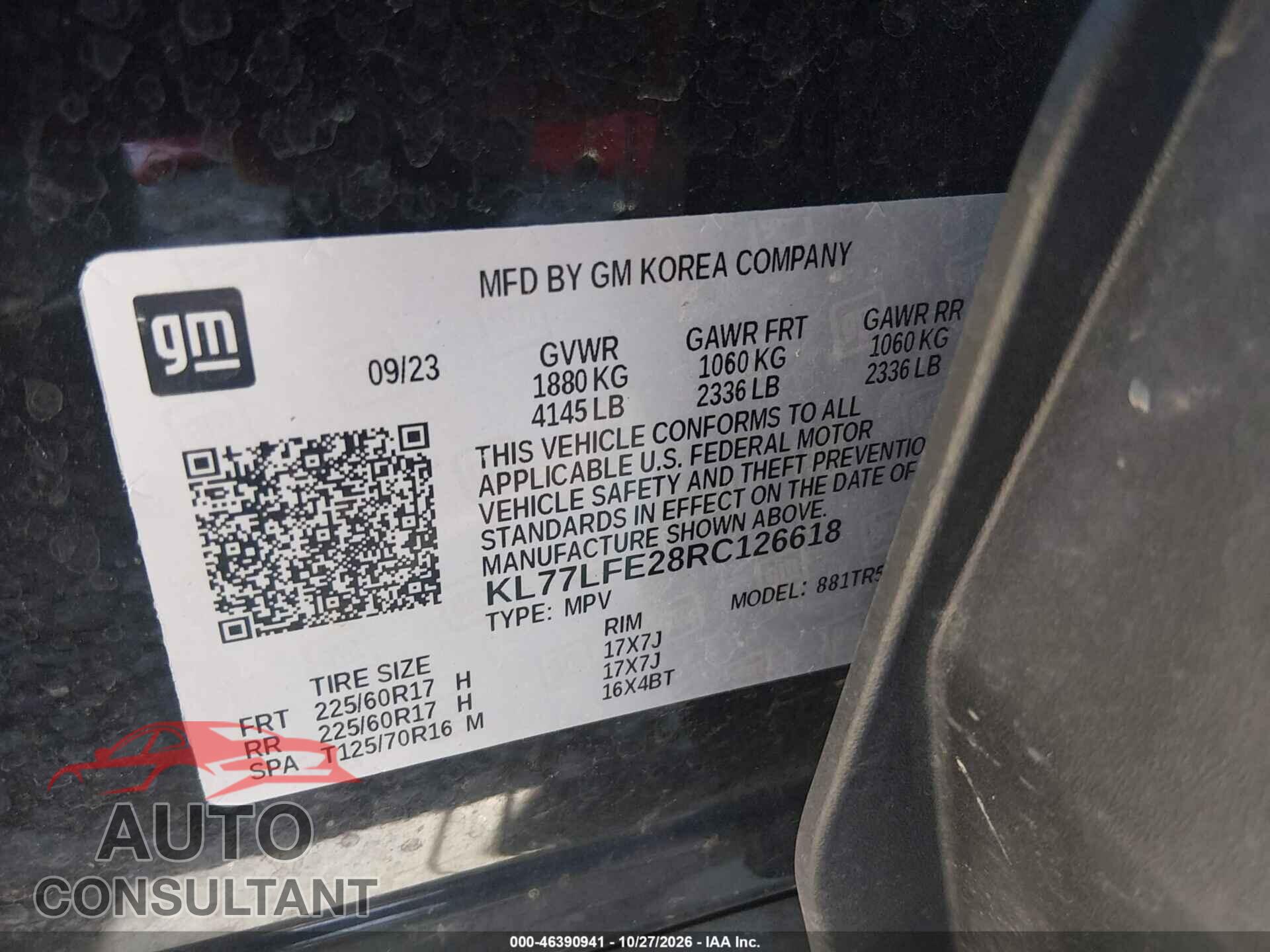 CHEVROLET TRAX 2024 - KL77LFE28RC126618