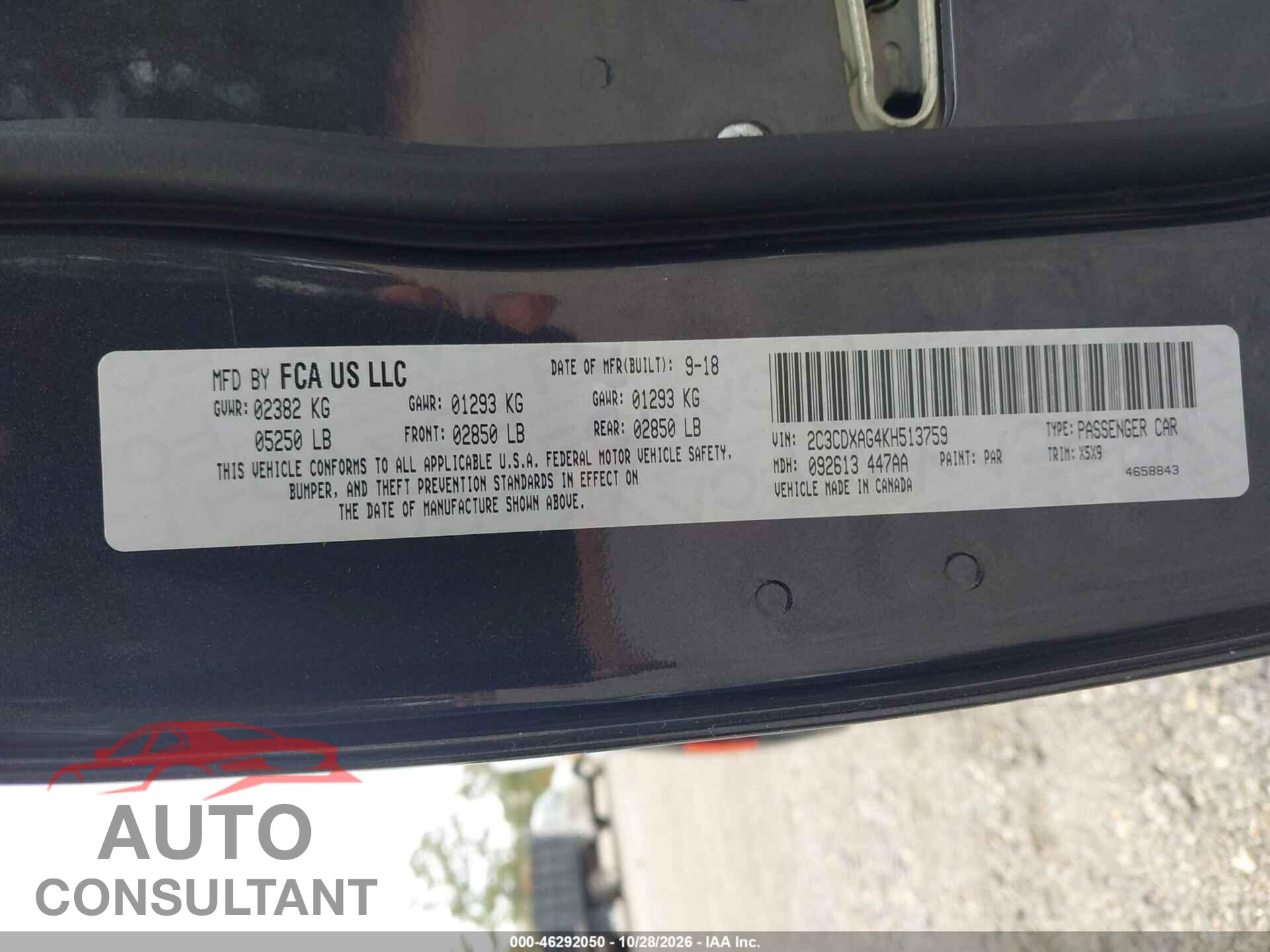 DODGE CHARGER 2019 - 2C3CDXAG4KH513759