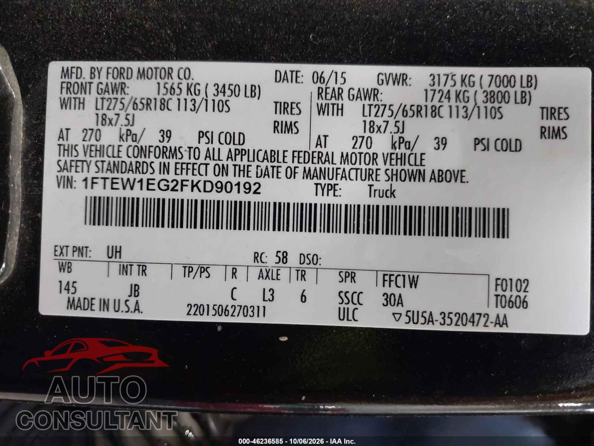 FORD F-150 2015 - 1FTEW1EG2FKD90192