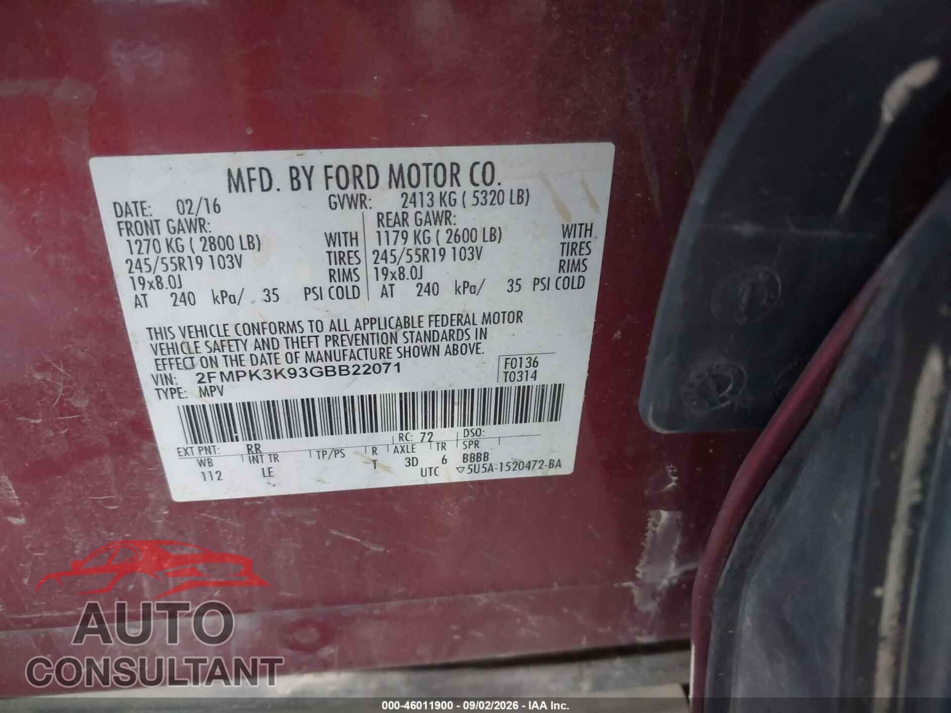 FORD EDGE 2016 - 2FMPK3K93GBB22071