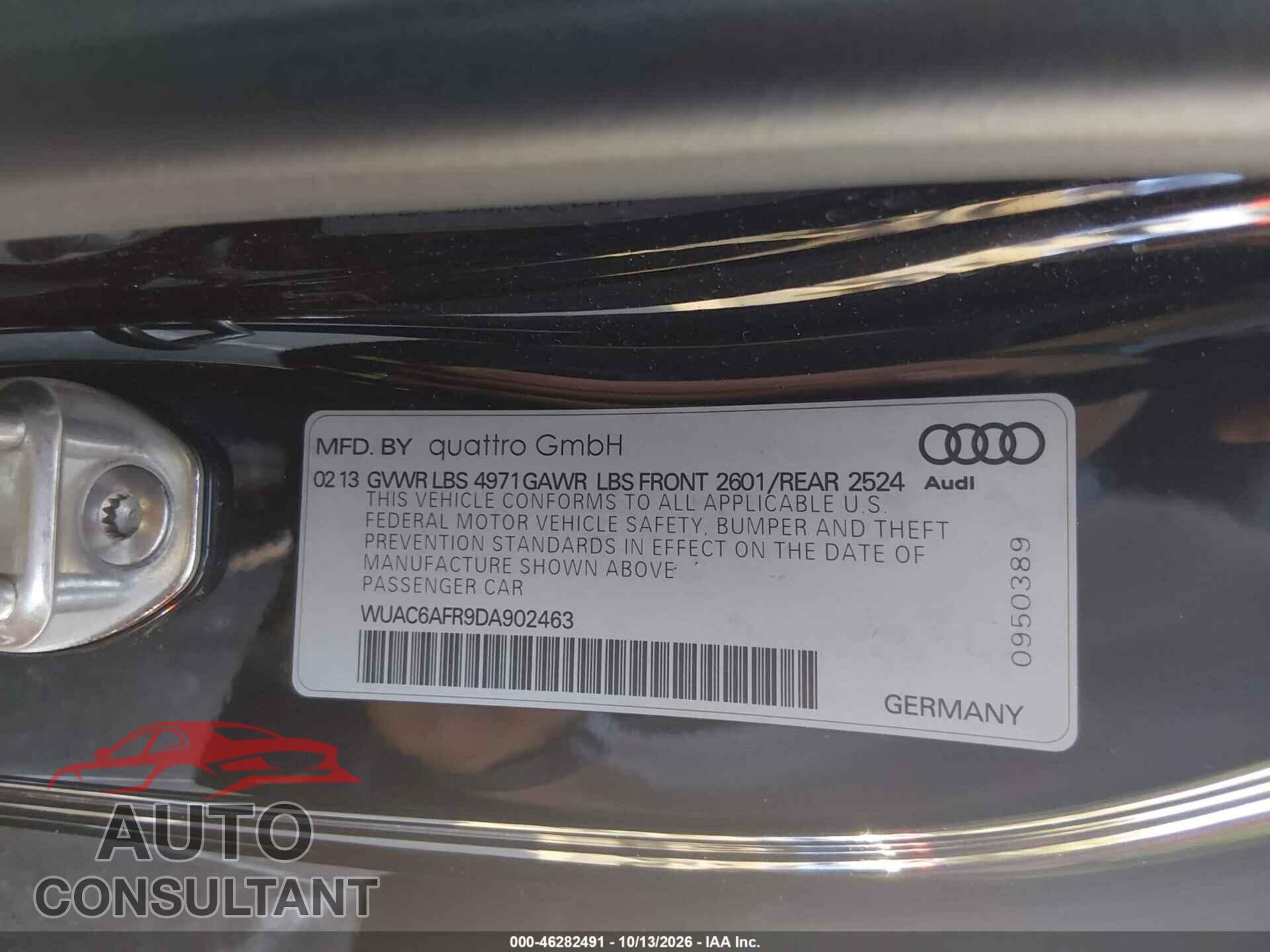 AUDI RS 5 2013 - WUAC6AFR9DA902463