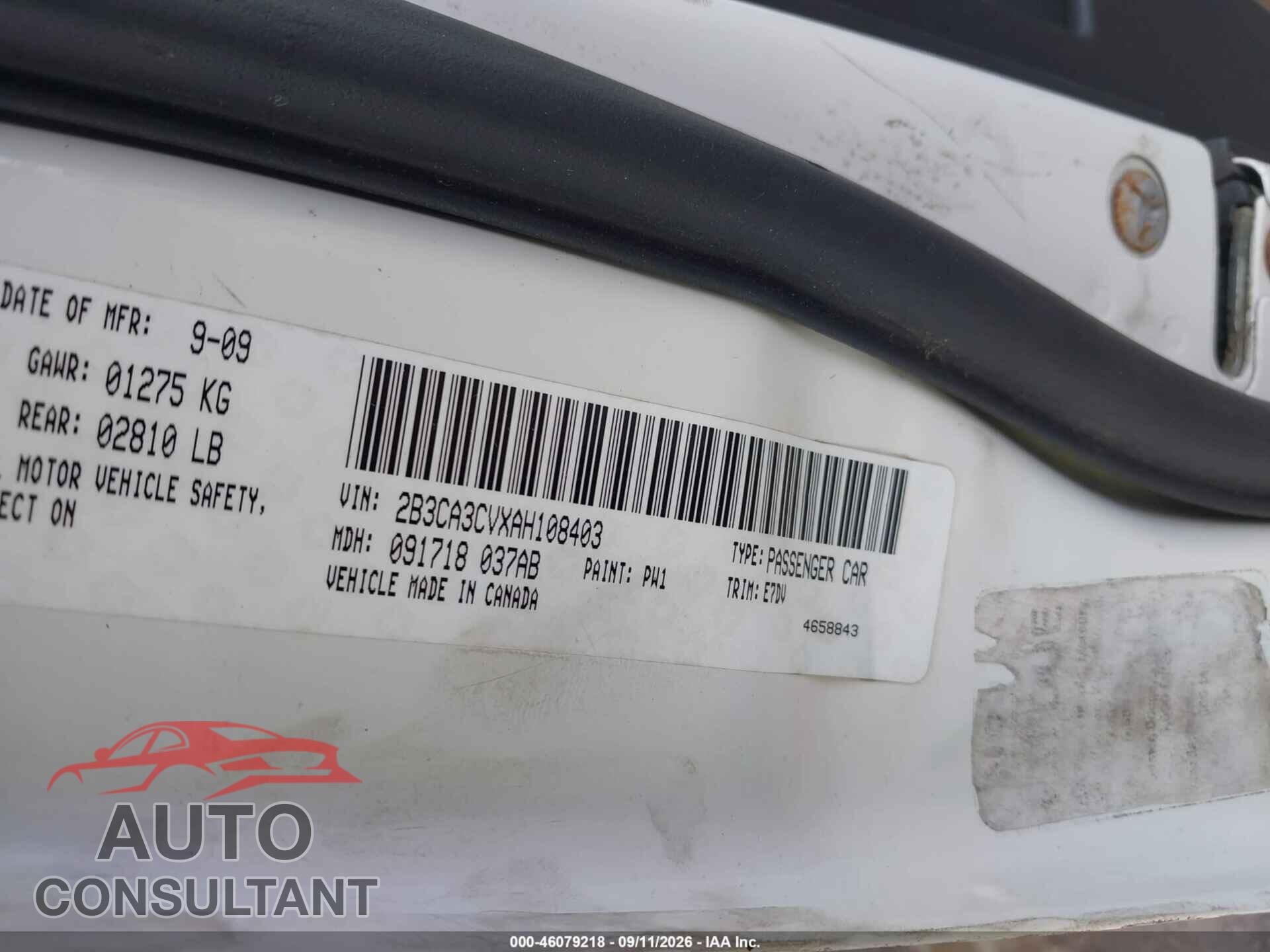 DODGE CHARGER 2010 - 2B3CA3CVXAH108403