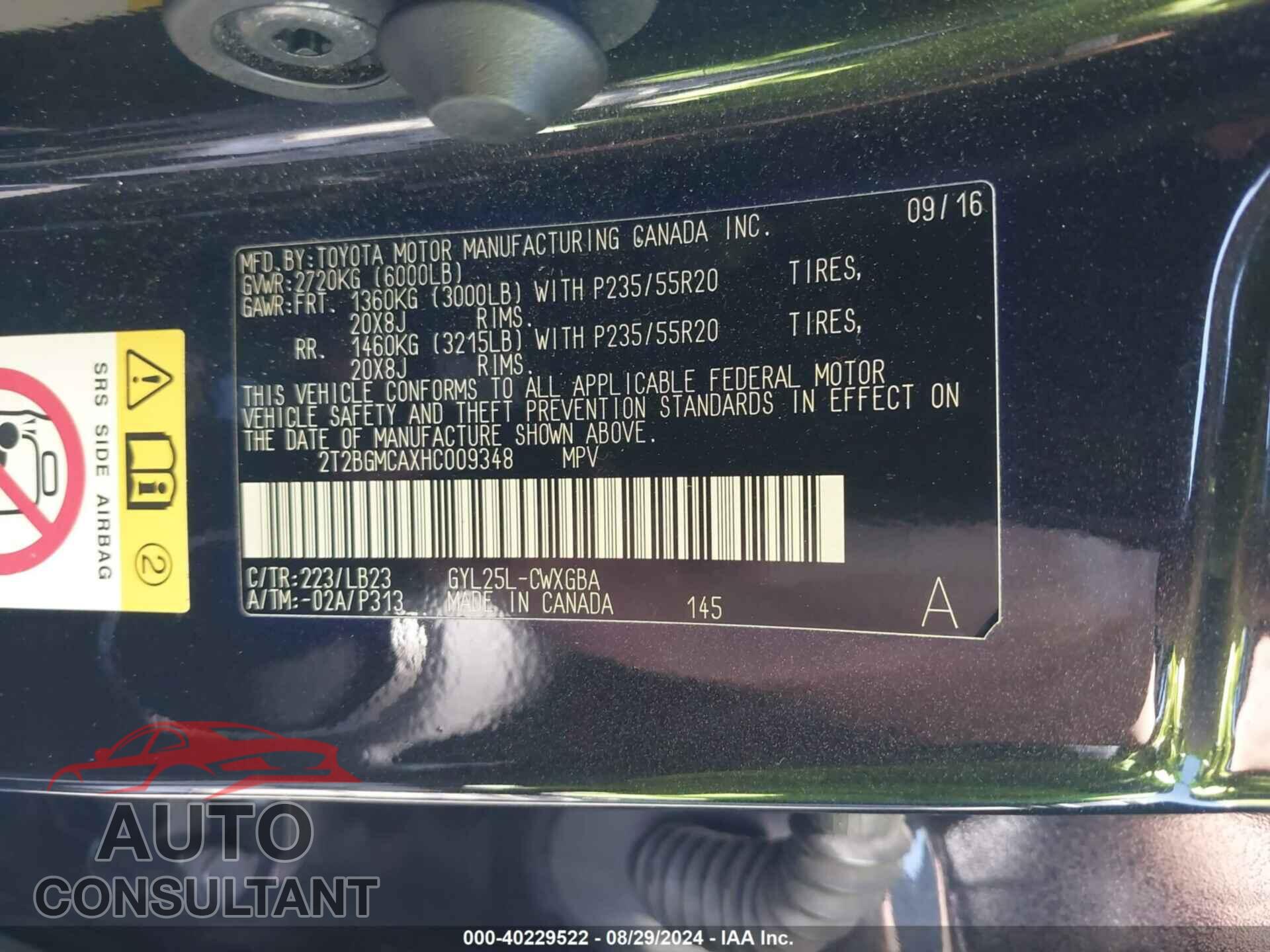 LEXUS RX 450H 2017 - 2T2BGMCAXHC009348