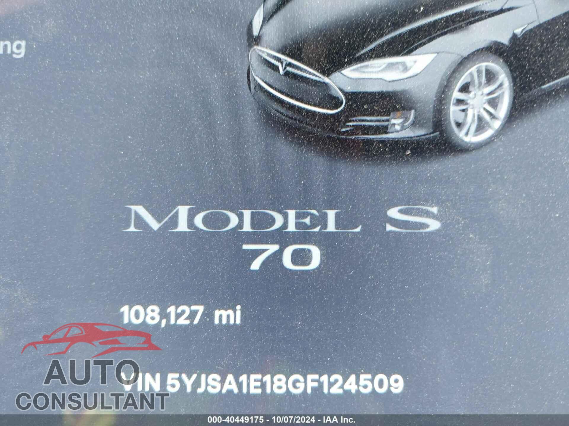 TESLA MODEL S 2016 - 5YJSA1E18GF124509