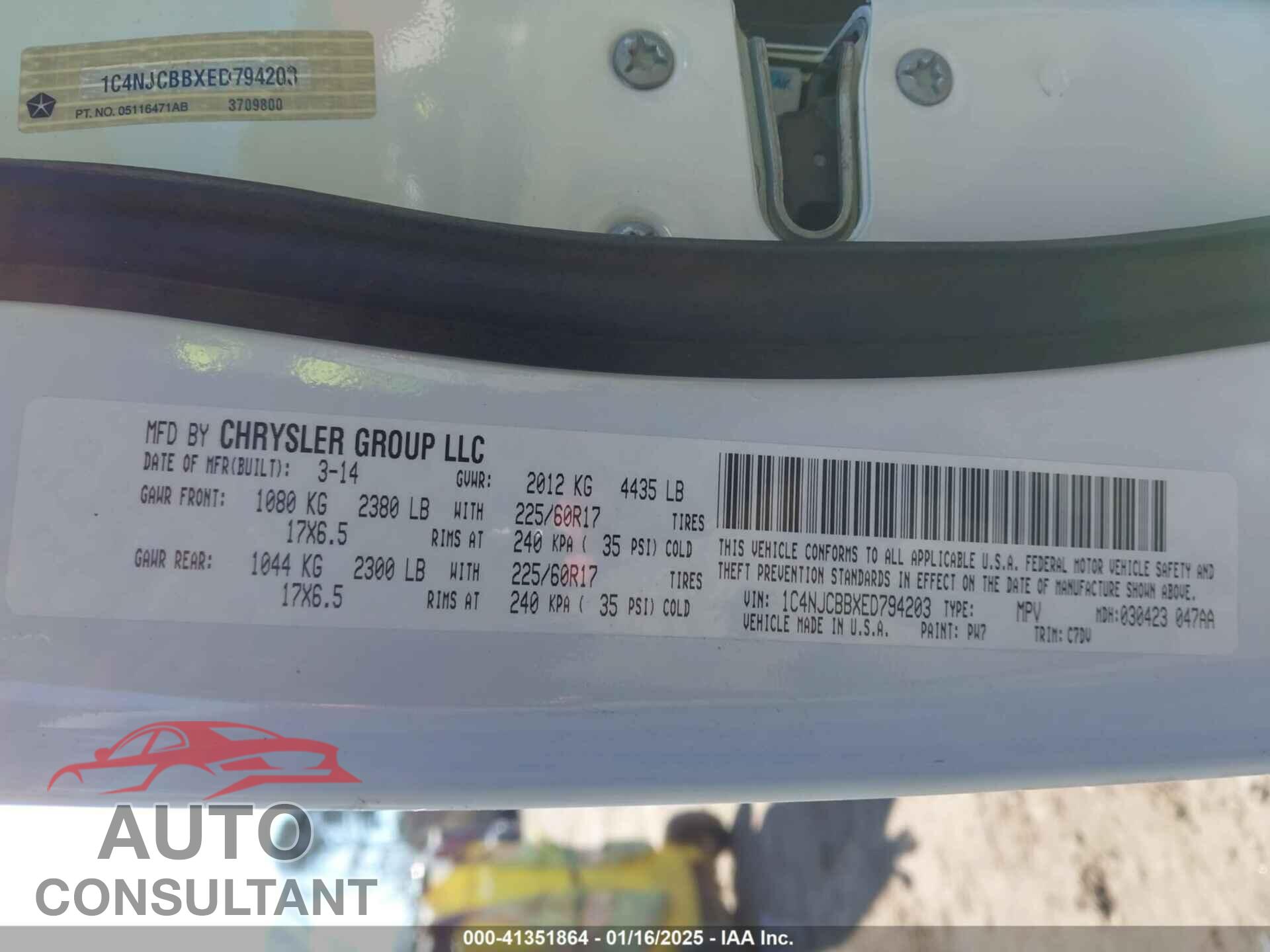 JEEP COMPASS 2014 - 1C4NJCBBXED794203