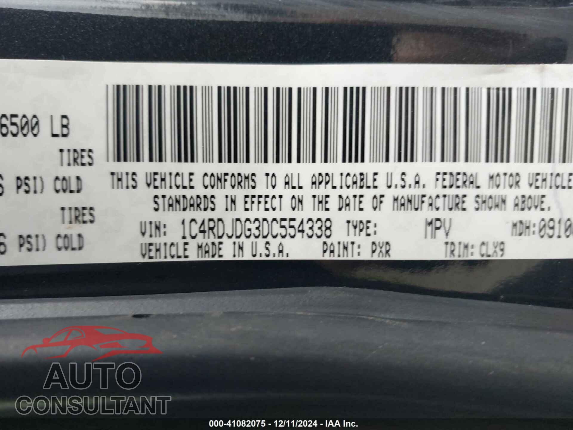 DODGE DURANGO 2013 - 1C4RDJDG3DC554338