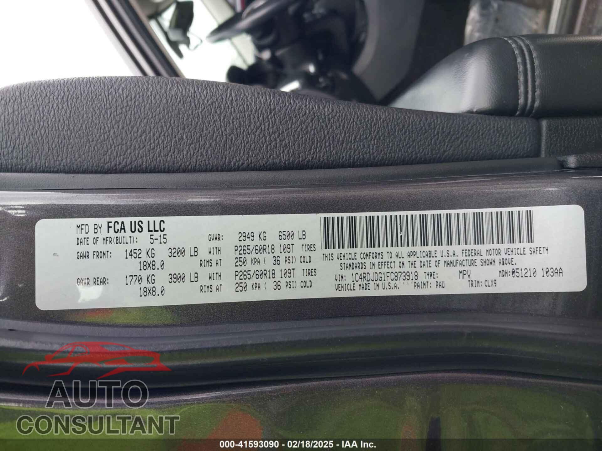 DODGE DURANGO 2015 - 1C4RDJDG1FC873918