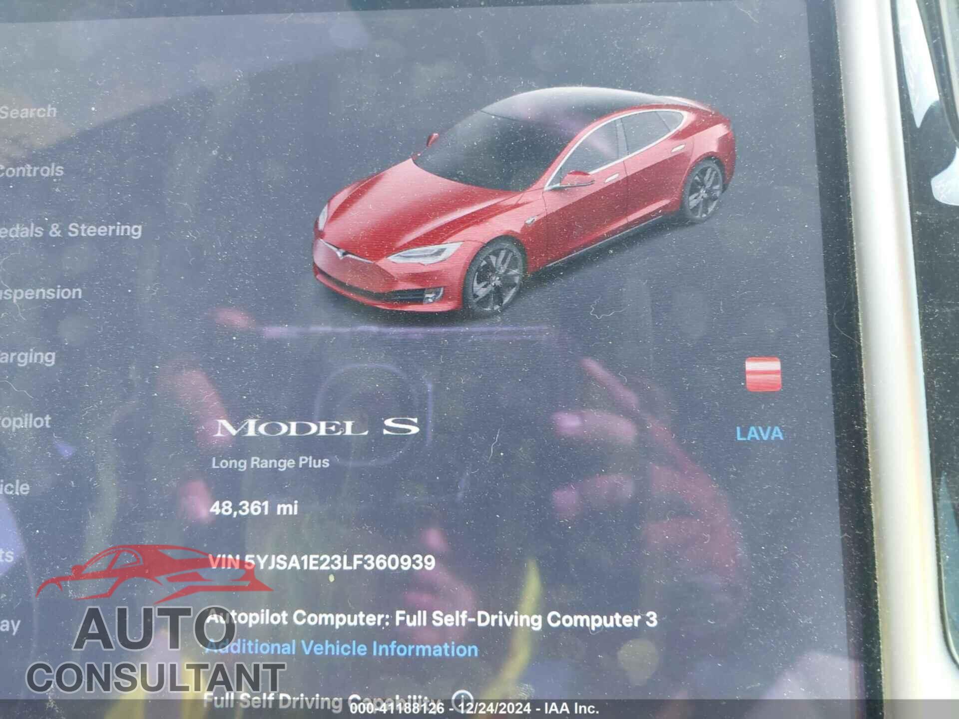 TESLA MODEL S 2020 - 5YJSA1E23LF360939