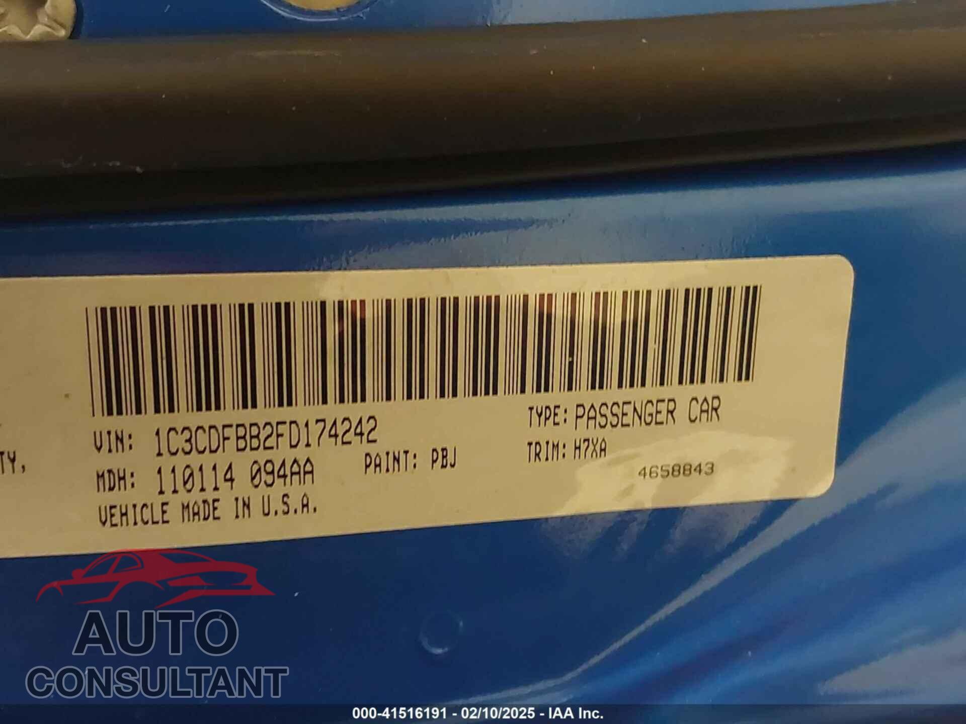 DODGE DART 2015 - 1C3CDFBB2FD174242