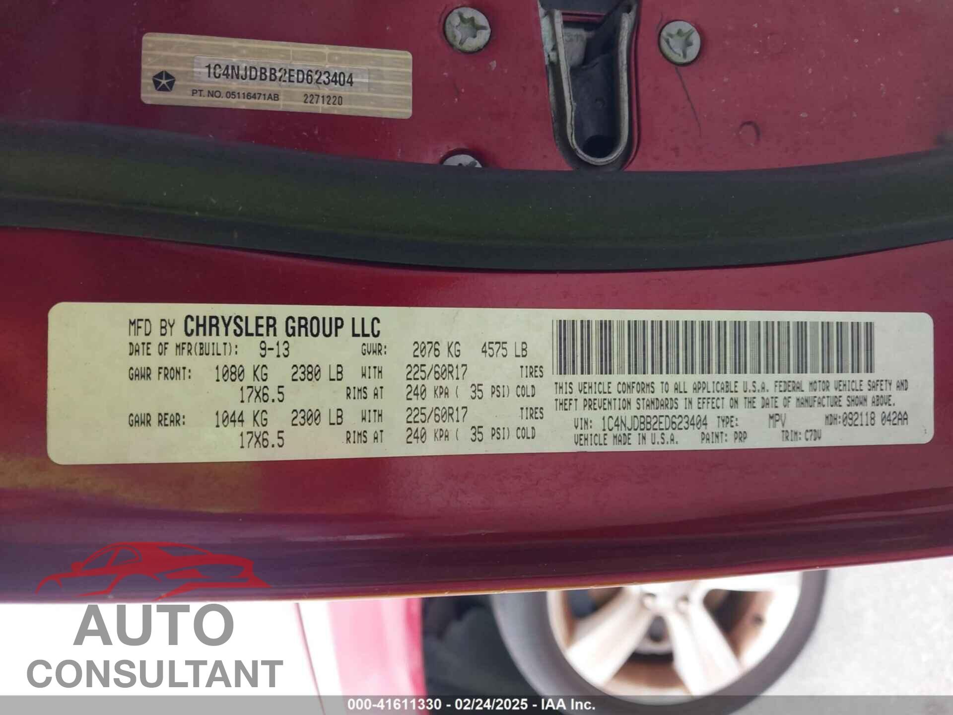 JEEP COMPASS 2014 - 1C4NJDBB2ED623404