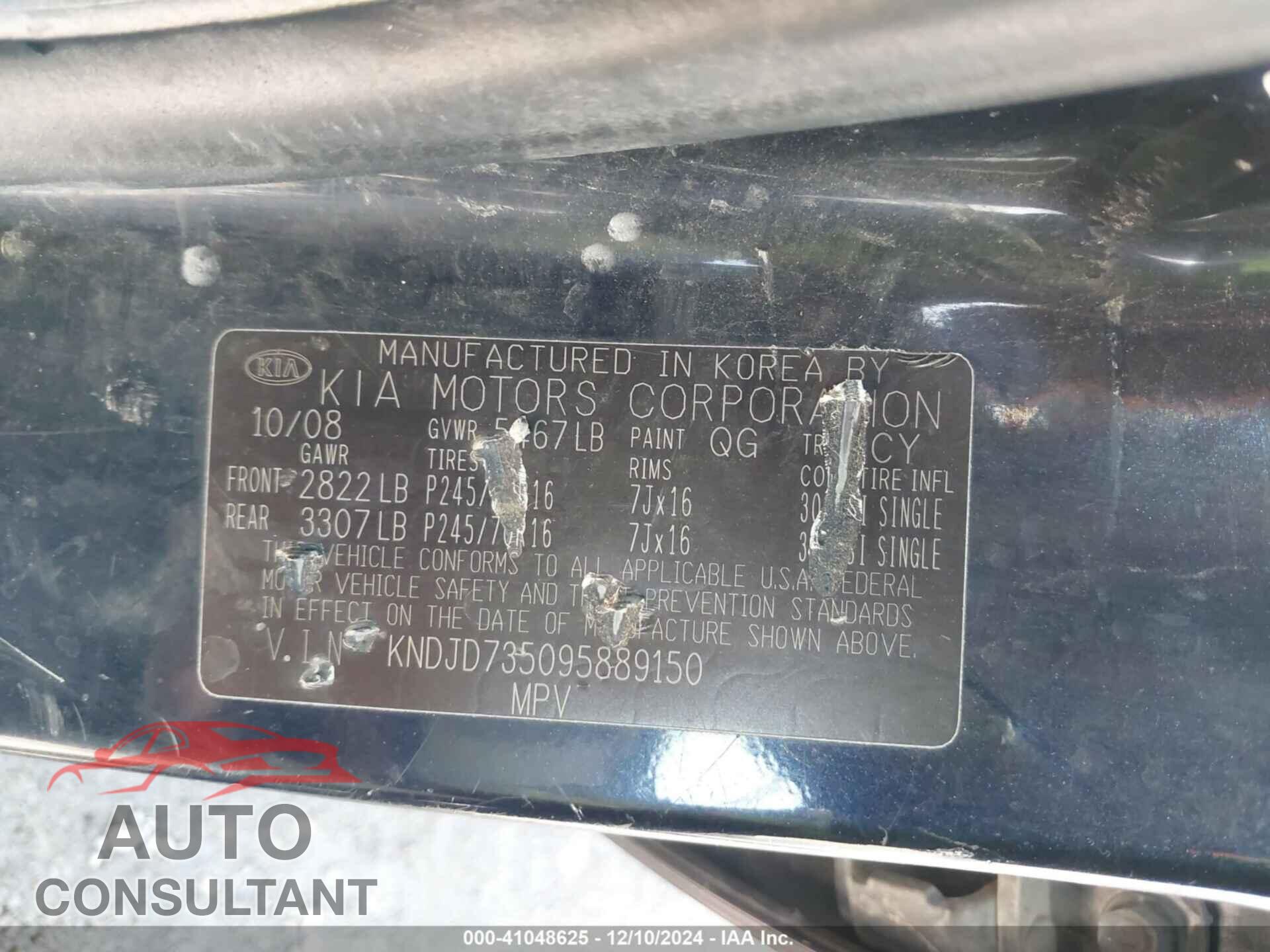 KIA SORENTO 2009 - KNDJD735095889150