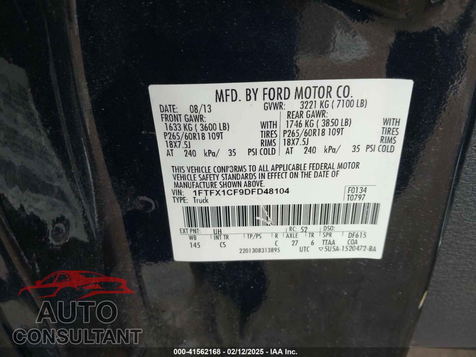 FORD F-150 2013 - 1FTFX1CF9DFD48104