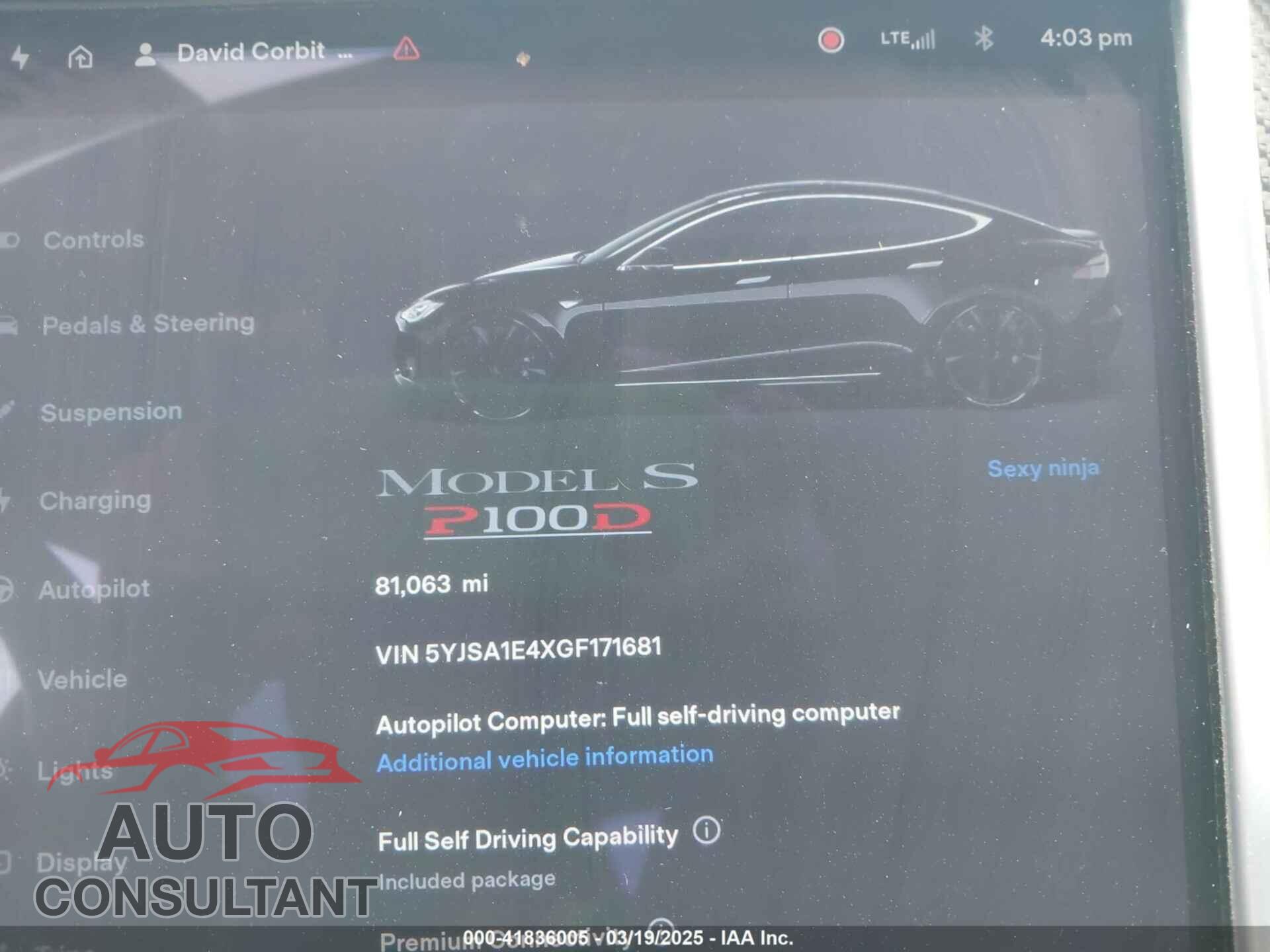 TESLA MODEL S 2016 - 5YJSA1E4XGF171681