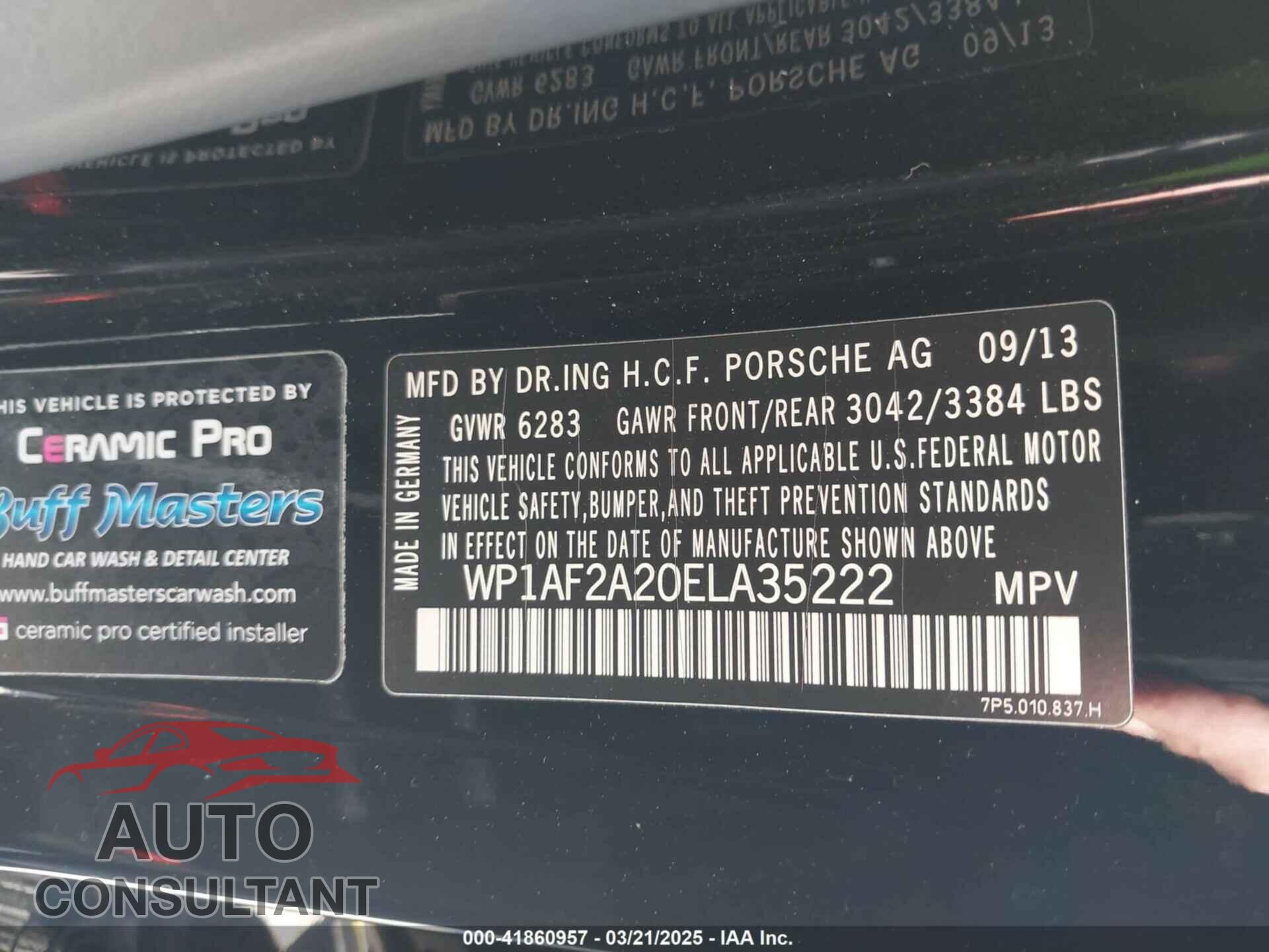 PORSCHE CAYENNE 2014 - WP1AF2A20ELA35222