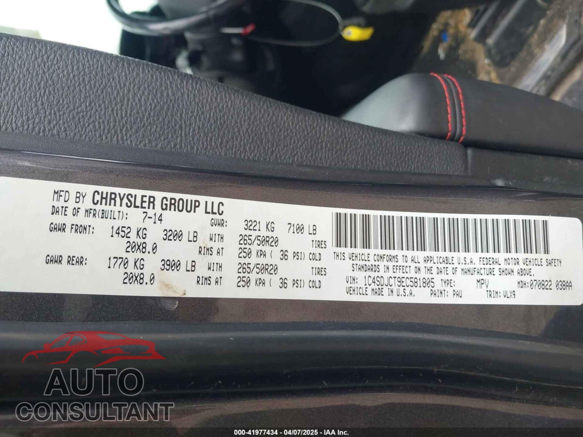 DODGE DURANGO 2014 - 1C4SDJCT9EC581805