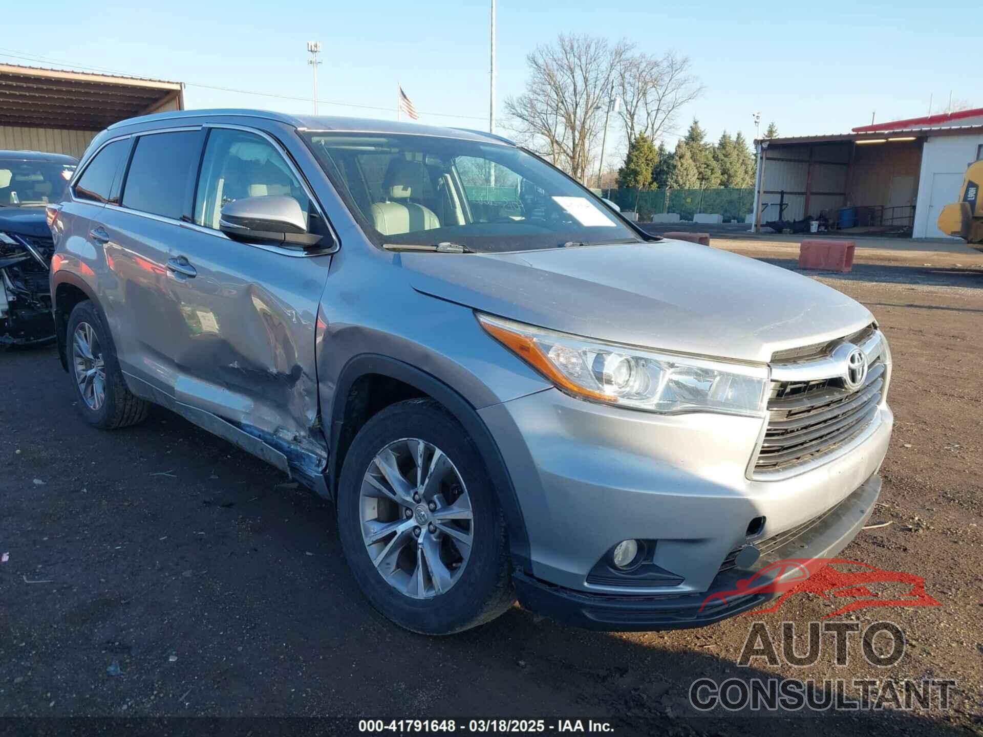 TOYOTA HIGHLANDER 2015 - 5TDJKRFH8FS122806