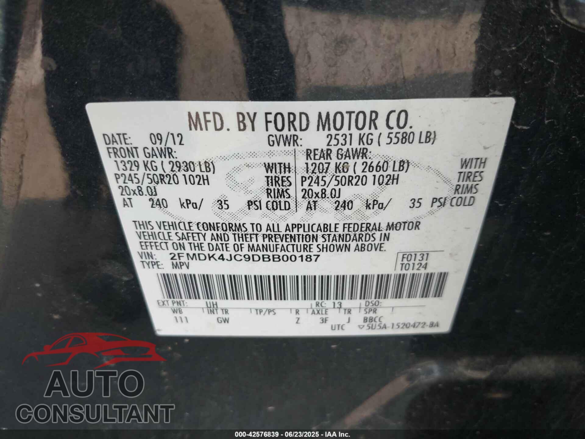 FORD EDGE 2013 - 2FMDK4JC9DBB00187