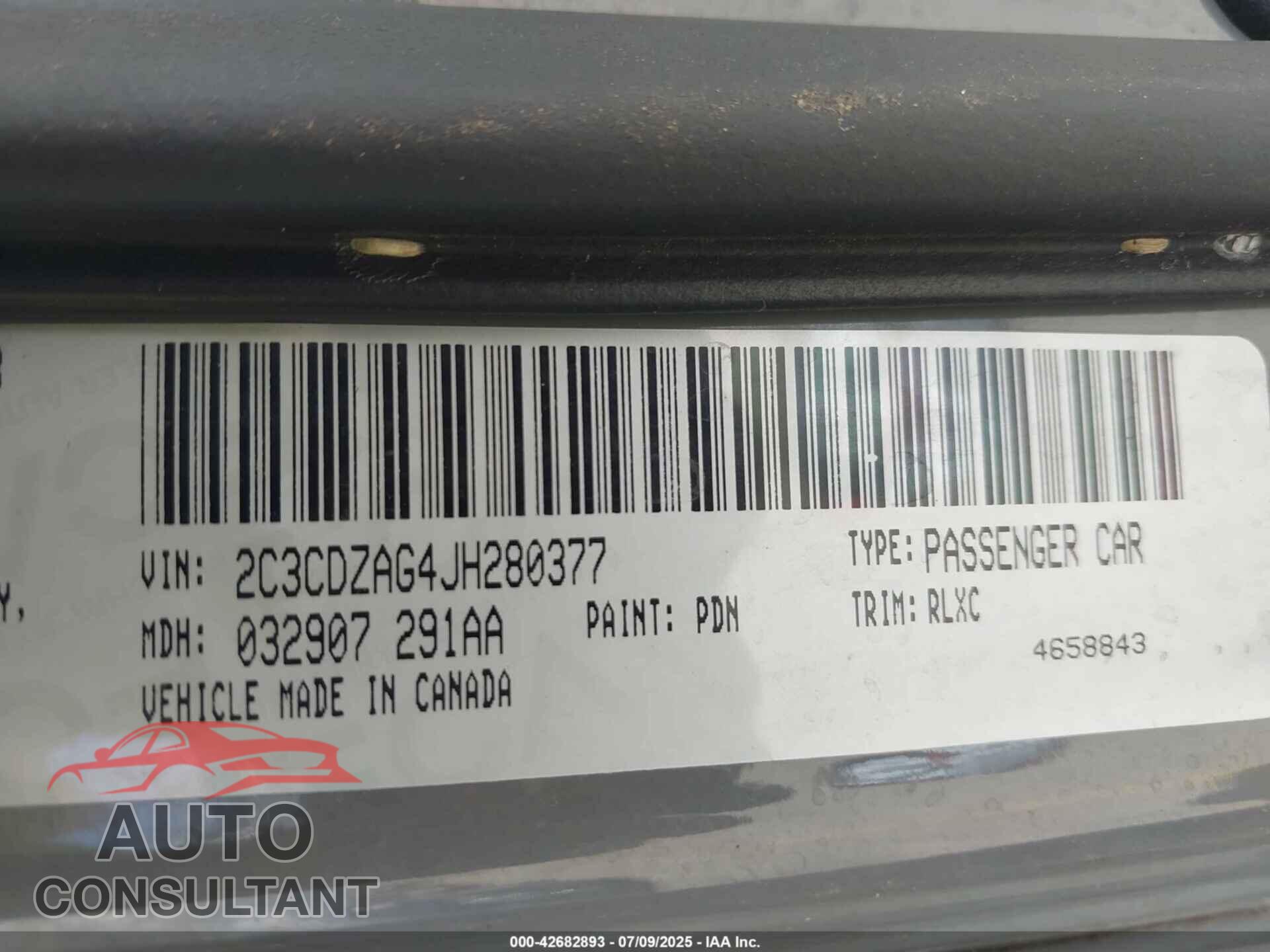 DODGE CHALLENGER 2018 - 2C3CDZAG4JH280377