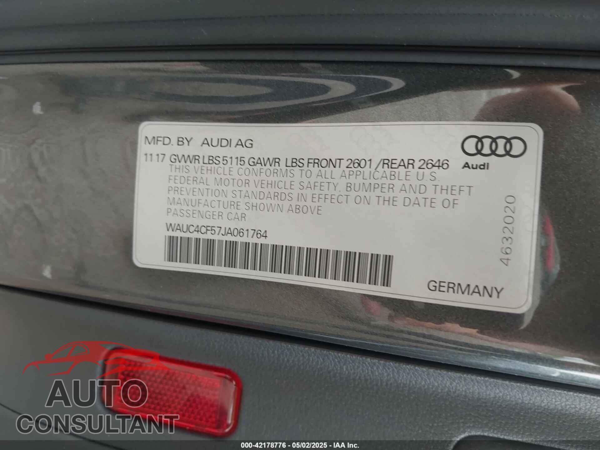 AUDI S5 2018 - WAUC4CF57JA061764