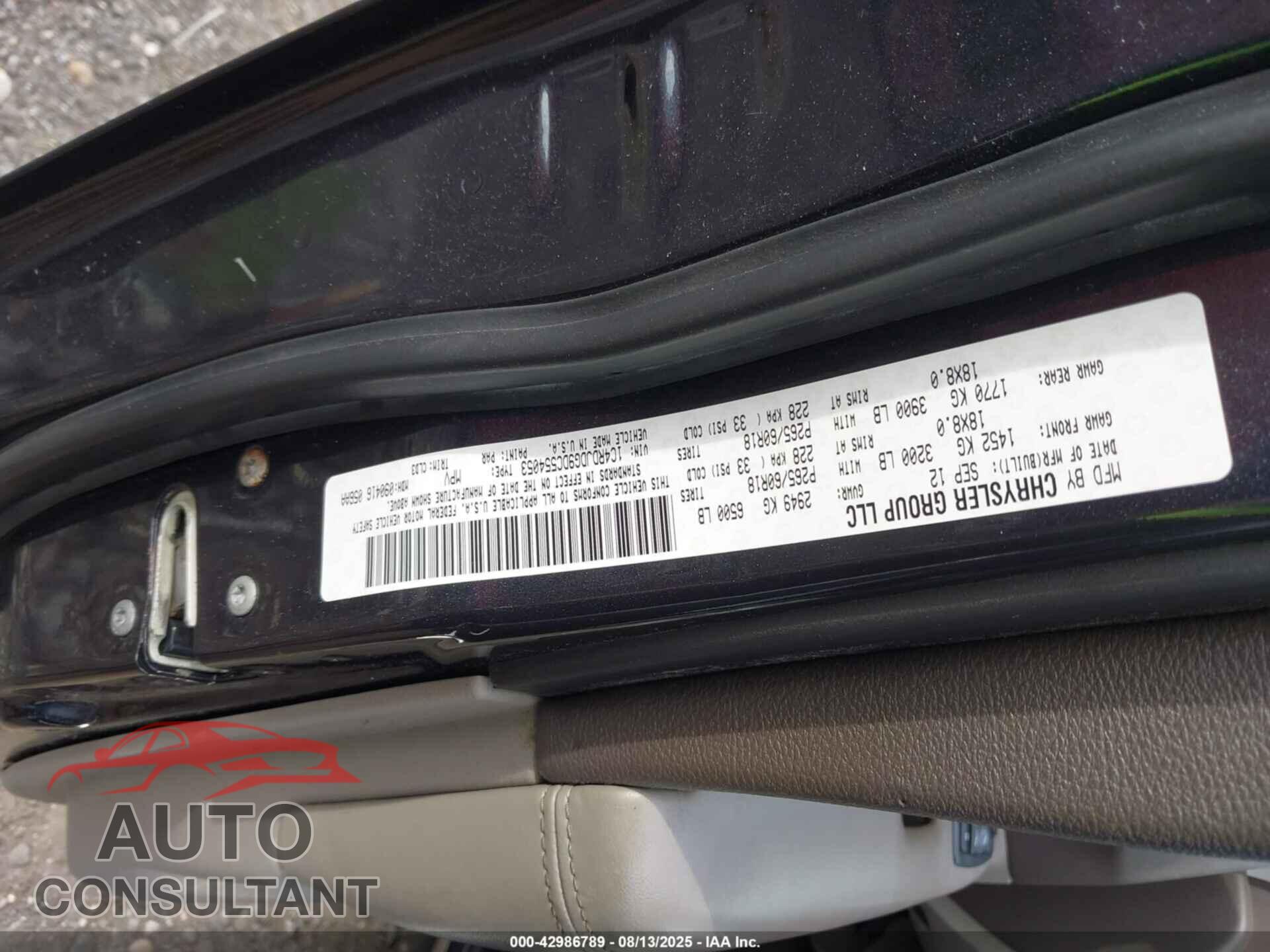 DODGE DURANGO 2013 - 1C4RDJDG9DC554053