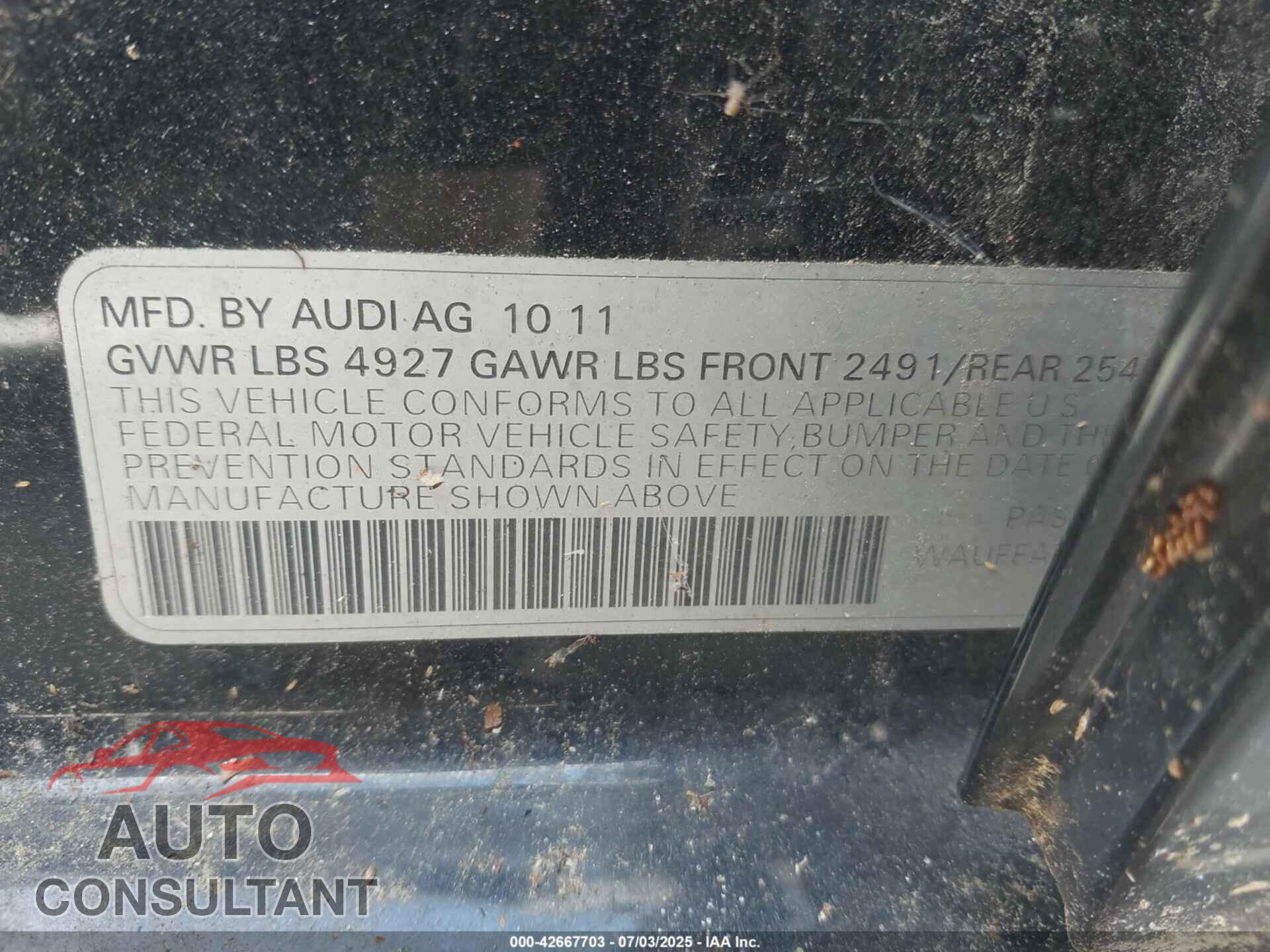 AUDI A4 2012 - WAUFFAFL9CN013317