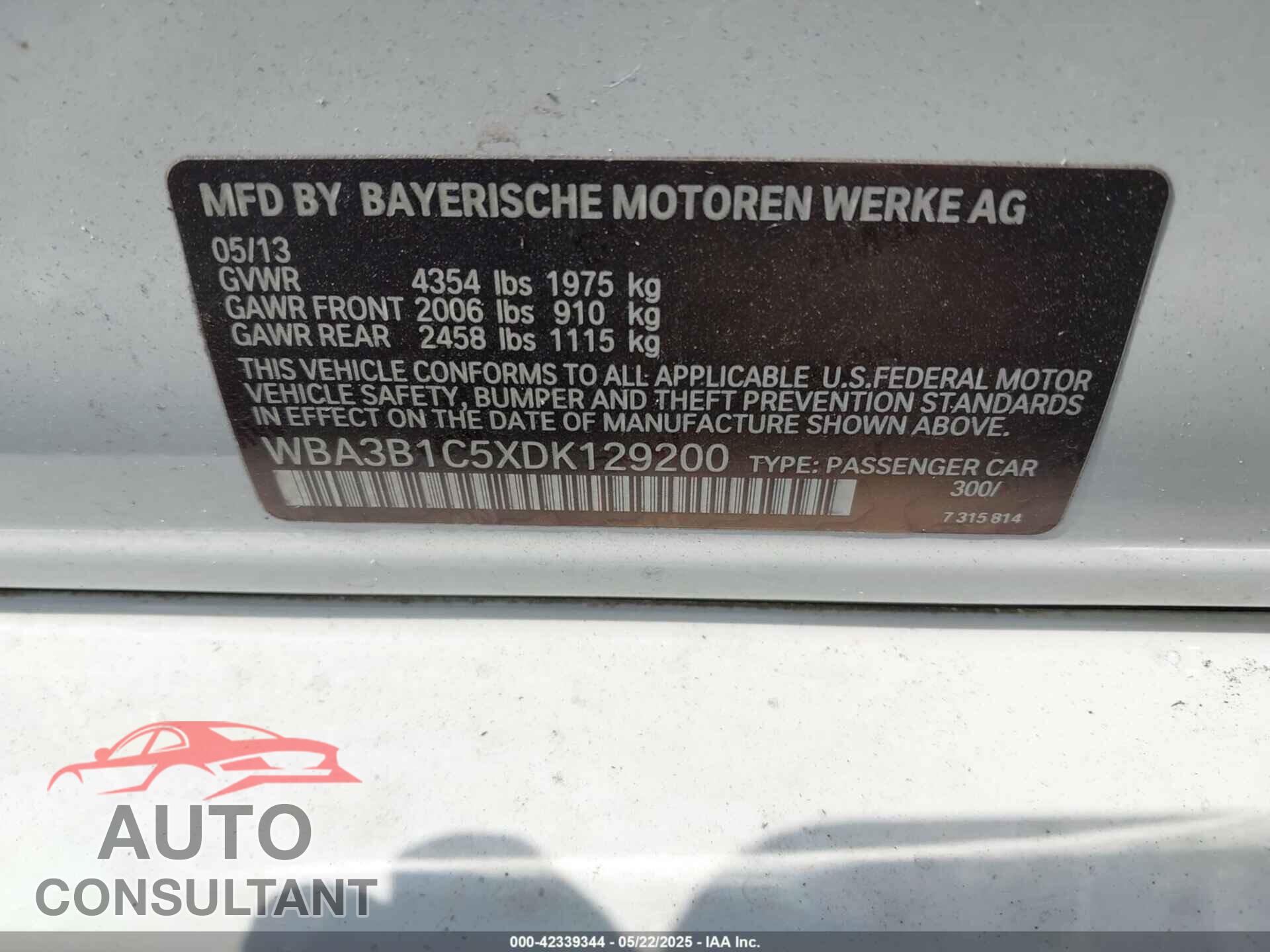 BMW 320I 2013 - WBA3B1C5XDK129200