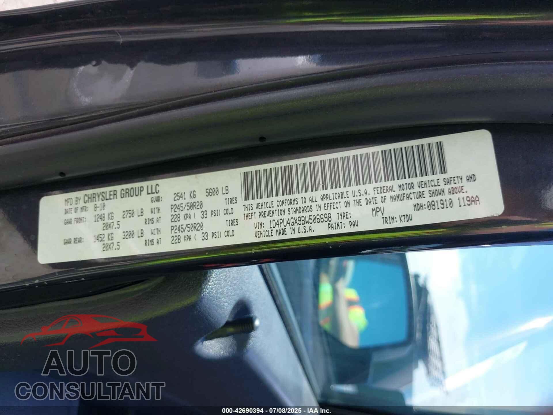 DODGE NITRO 2011 - 1D4PU4GX9BW506698