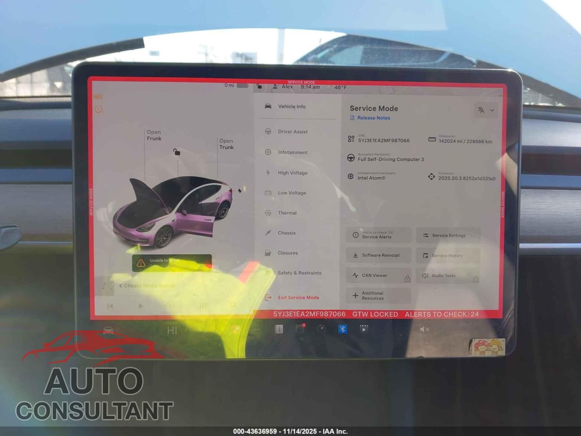 TESLA MODEL 3 2021 - 5YJ3E1EA2MF987066