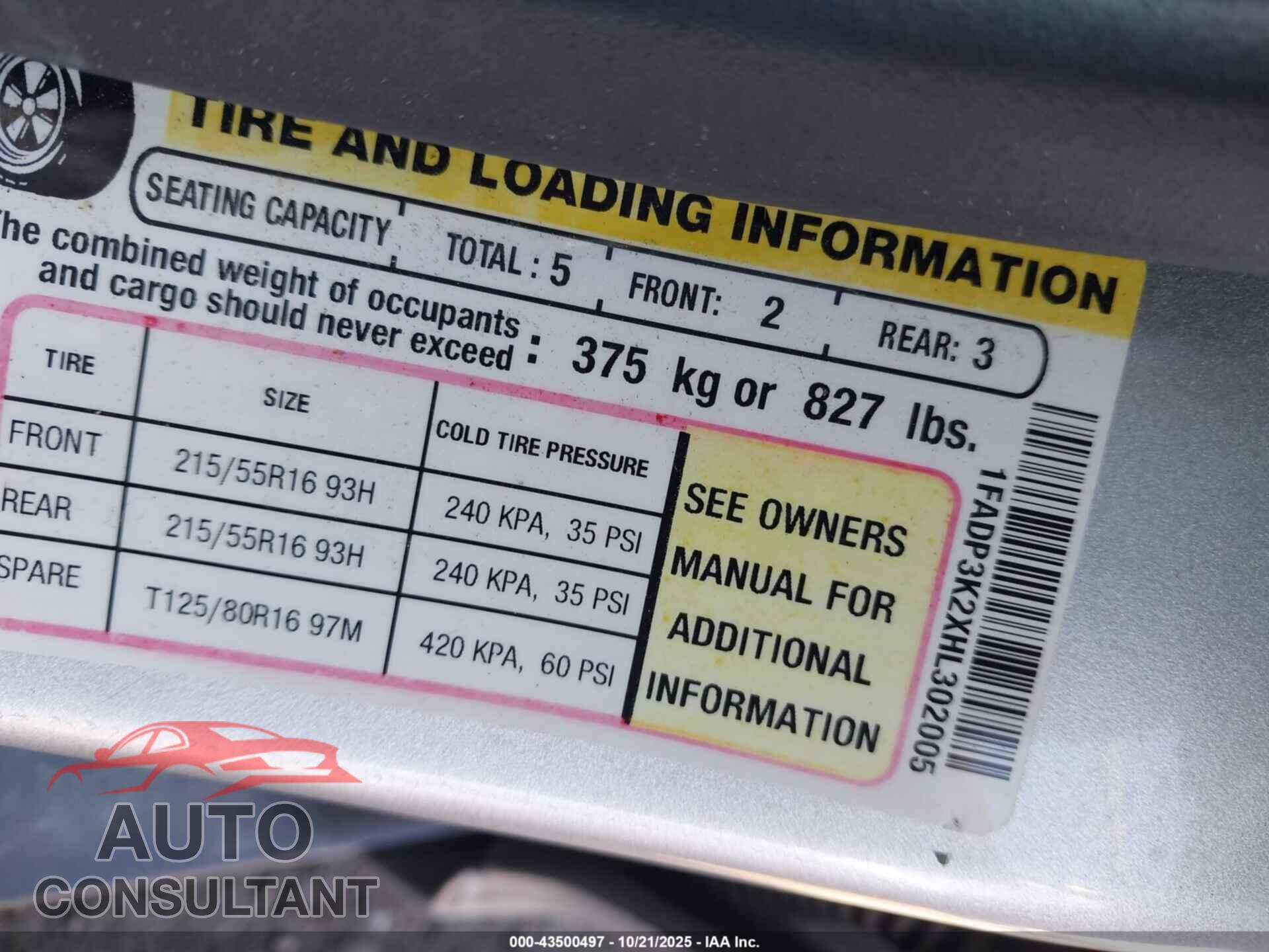 FORD FOCUS 2017 - 1FADP3K2XHL302005