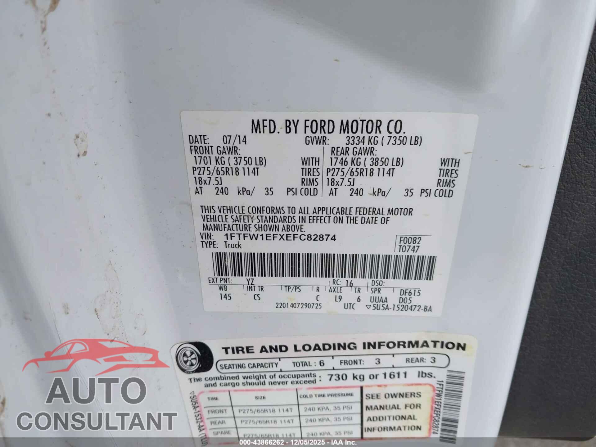 FORD F-150 2014 - 1FTFW1EFXEFC82874