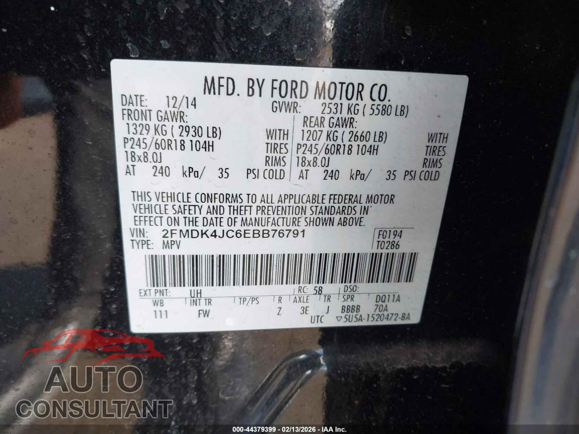 FORD EDGE 2014 - 2FMDK4JC6EBB76791