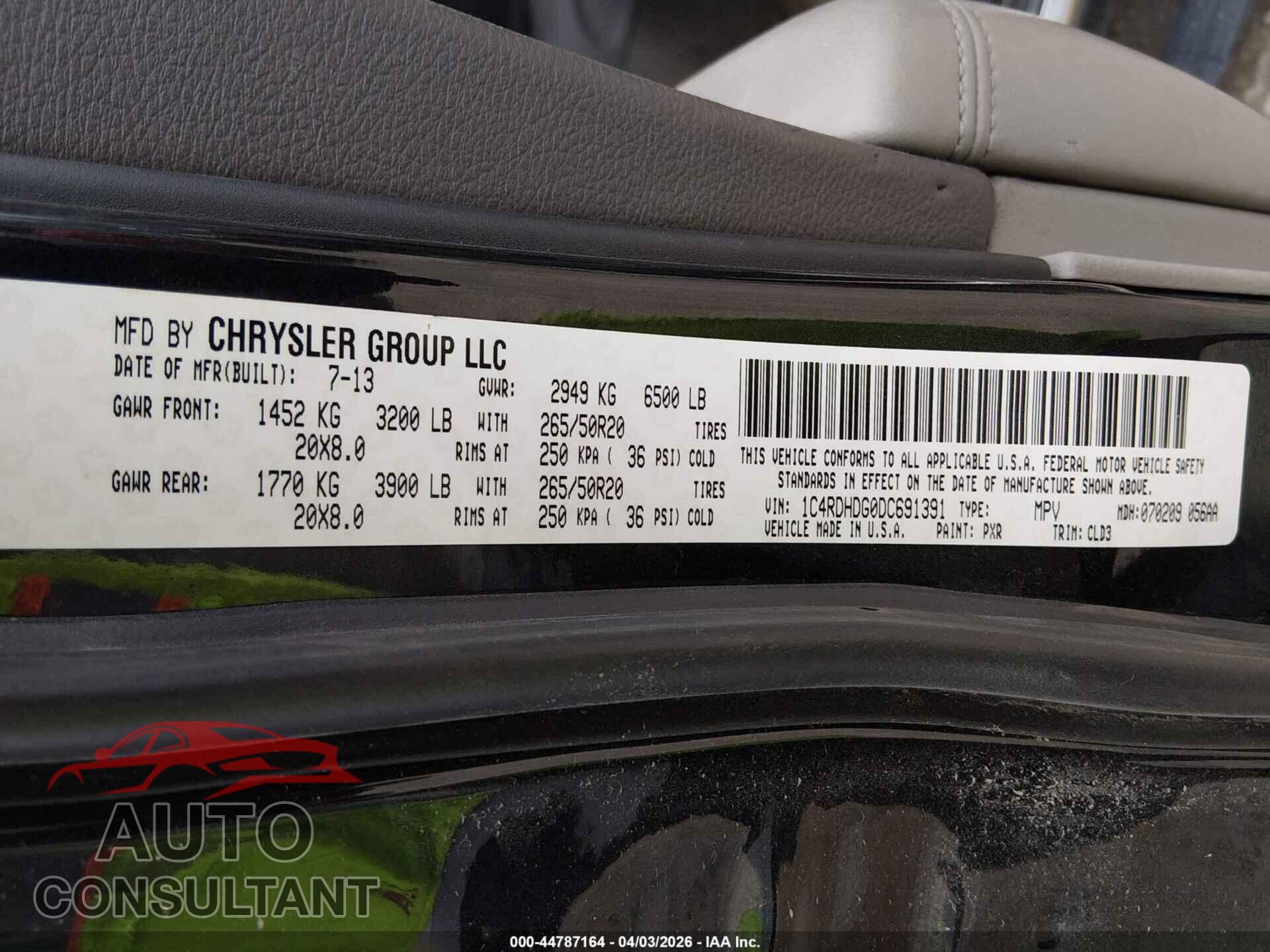 DODGE DURANGO 2013 - 1C4RDHDG0DC691391