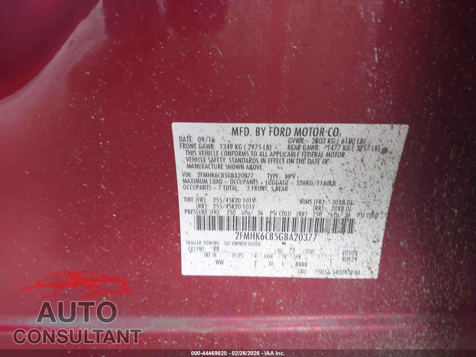 FORD FLEX 2016 - 2FMHK6C85GBA20377