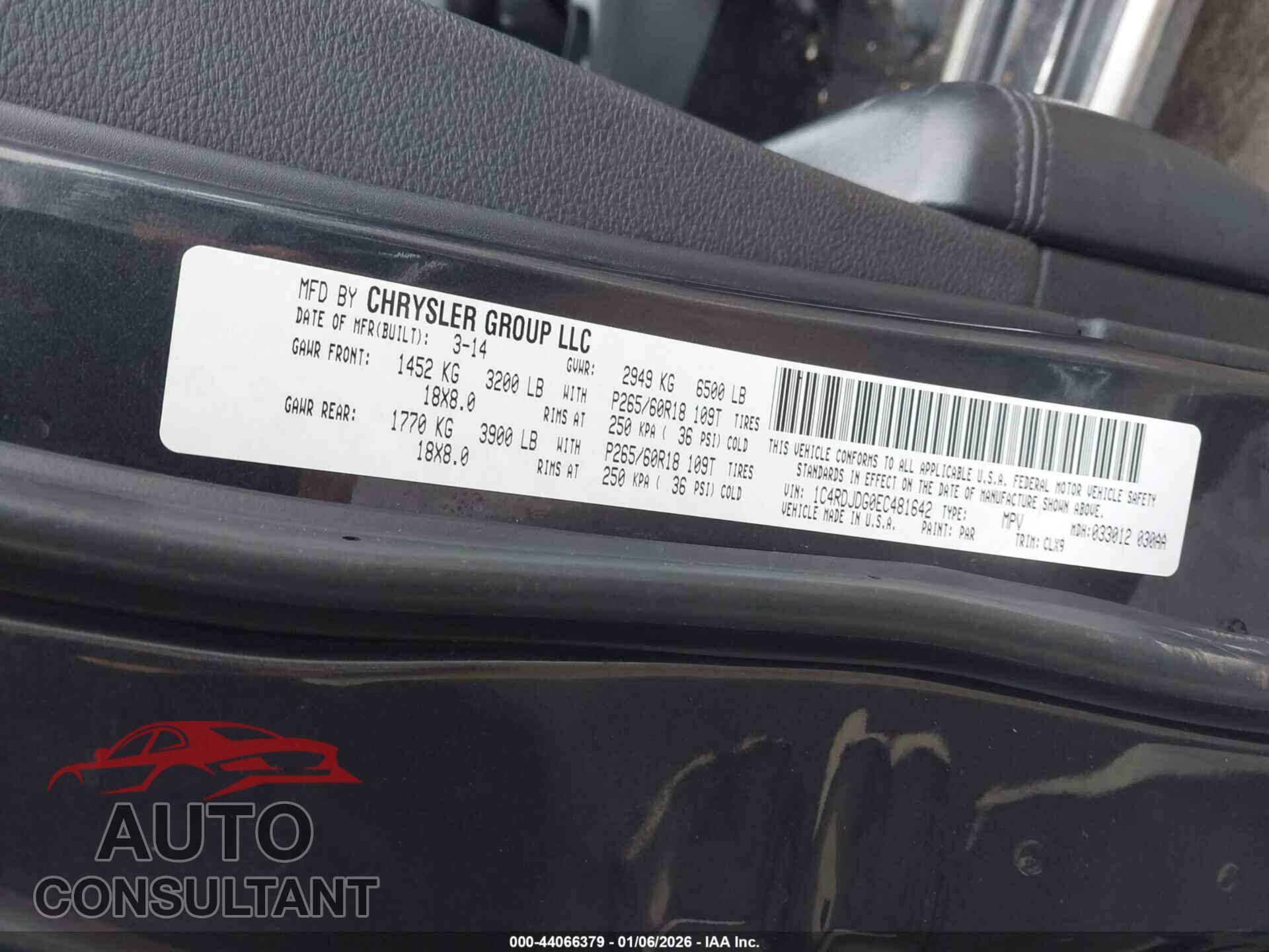 DODGE DURANGO 2014 - 1C4RDJDG0EC481642