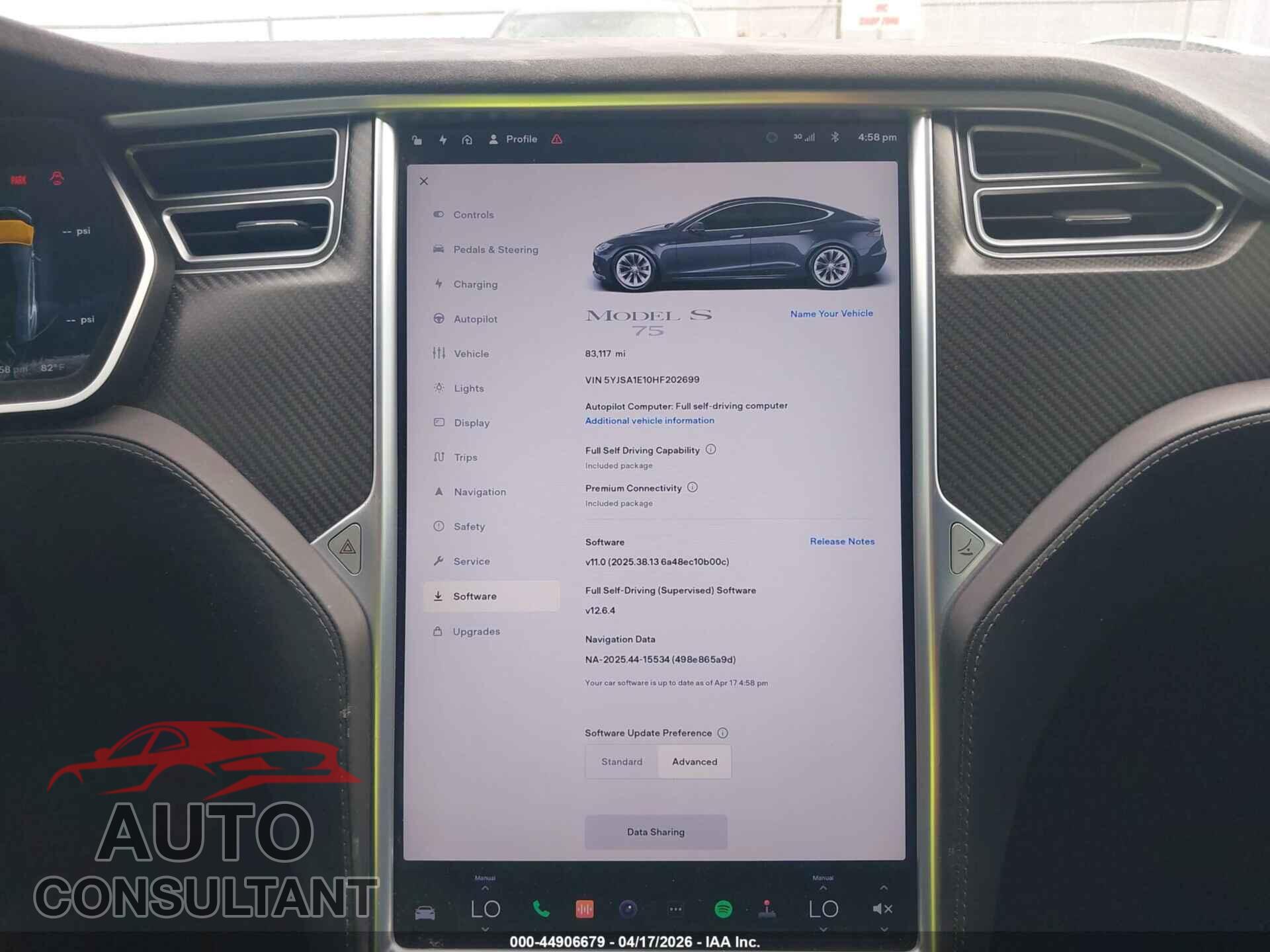 TESLA MODEL S 2017 - 5YJSA1E10HF202699